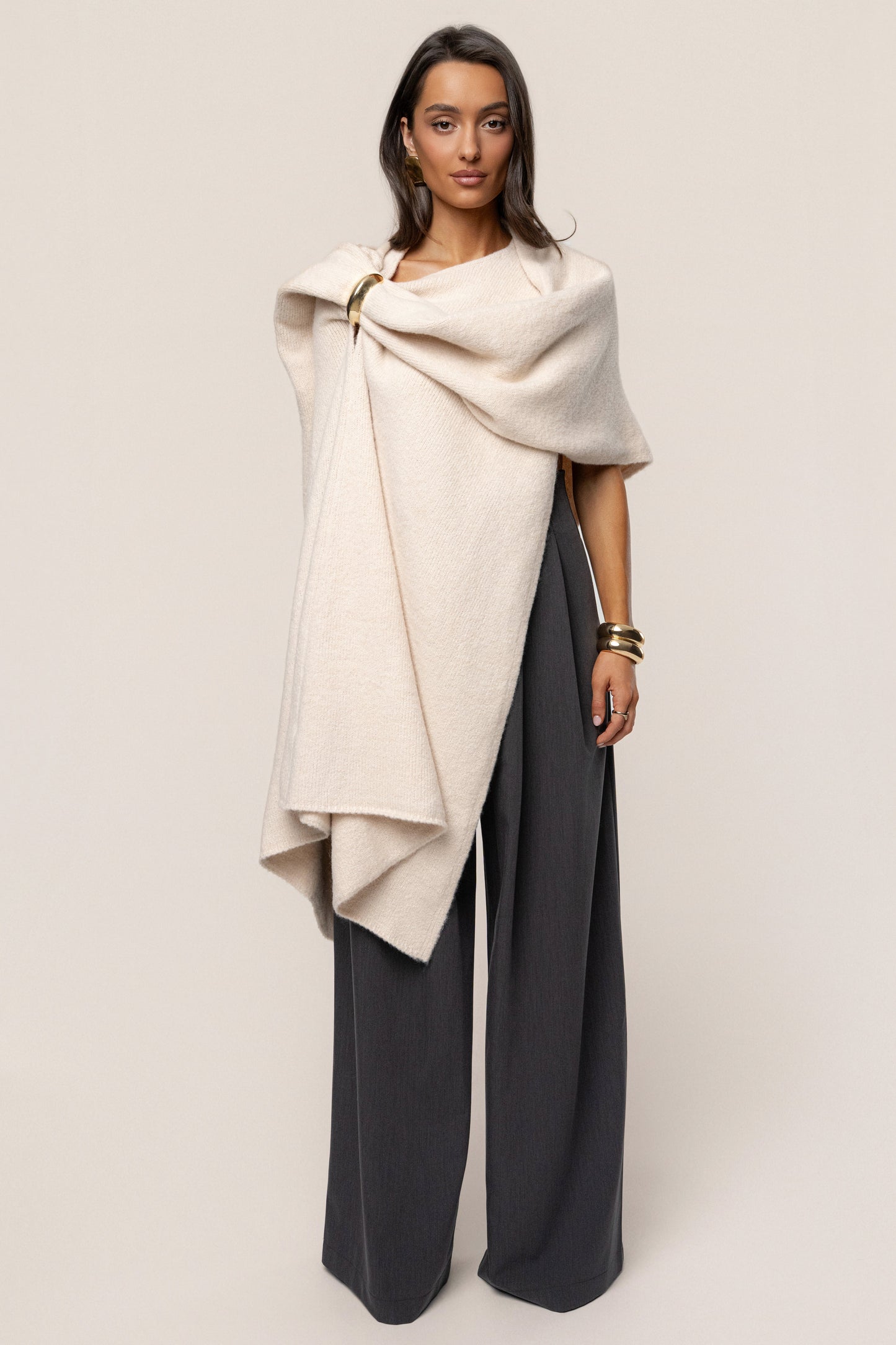 Ivory Radiance Knit Shawl JLUXLABEL