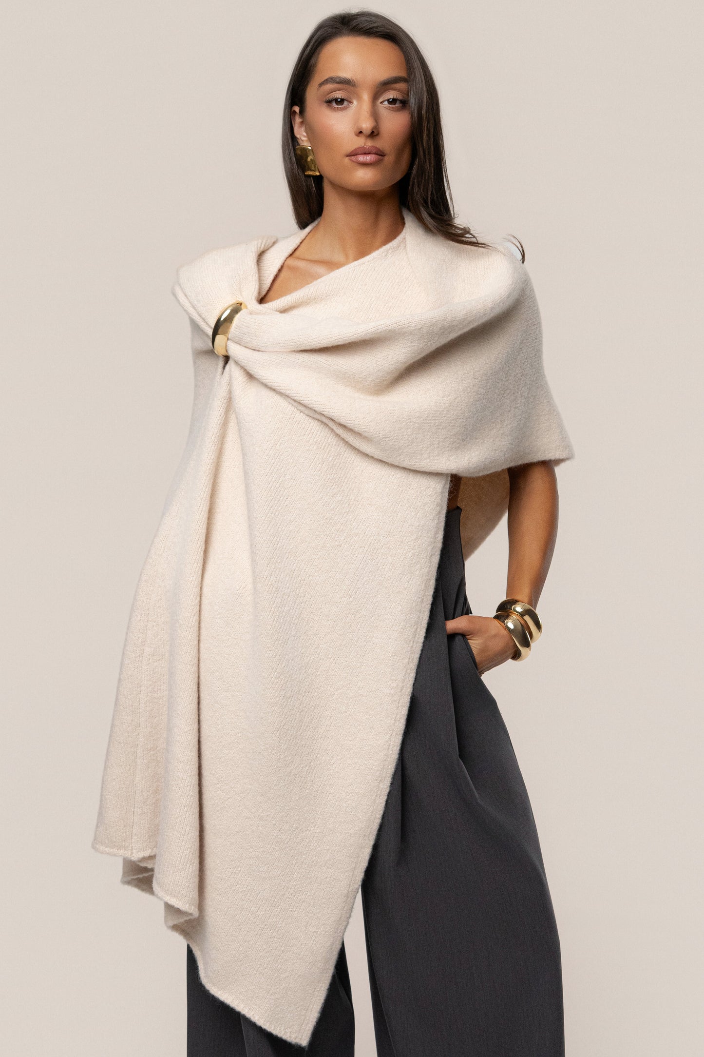 Ivory Radiance Knit Shawl JLUXLABEL