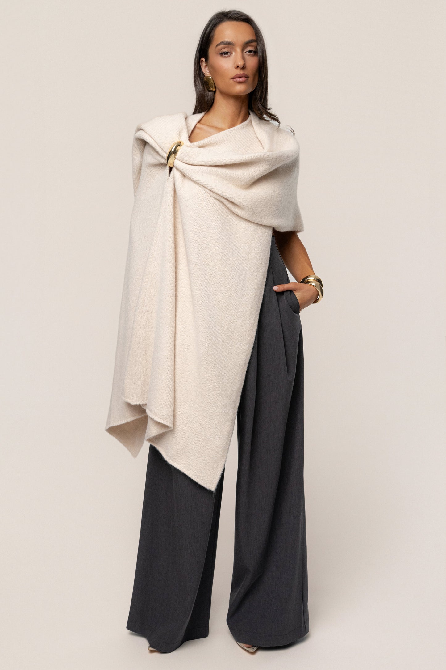 Ivory Radiance Knit Shawl JLUXLABEL