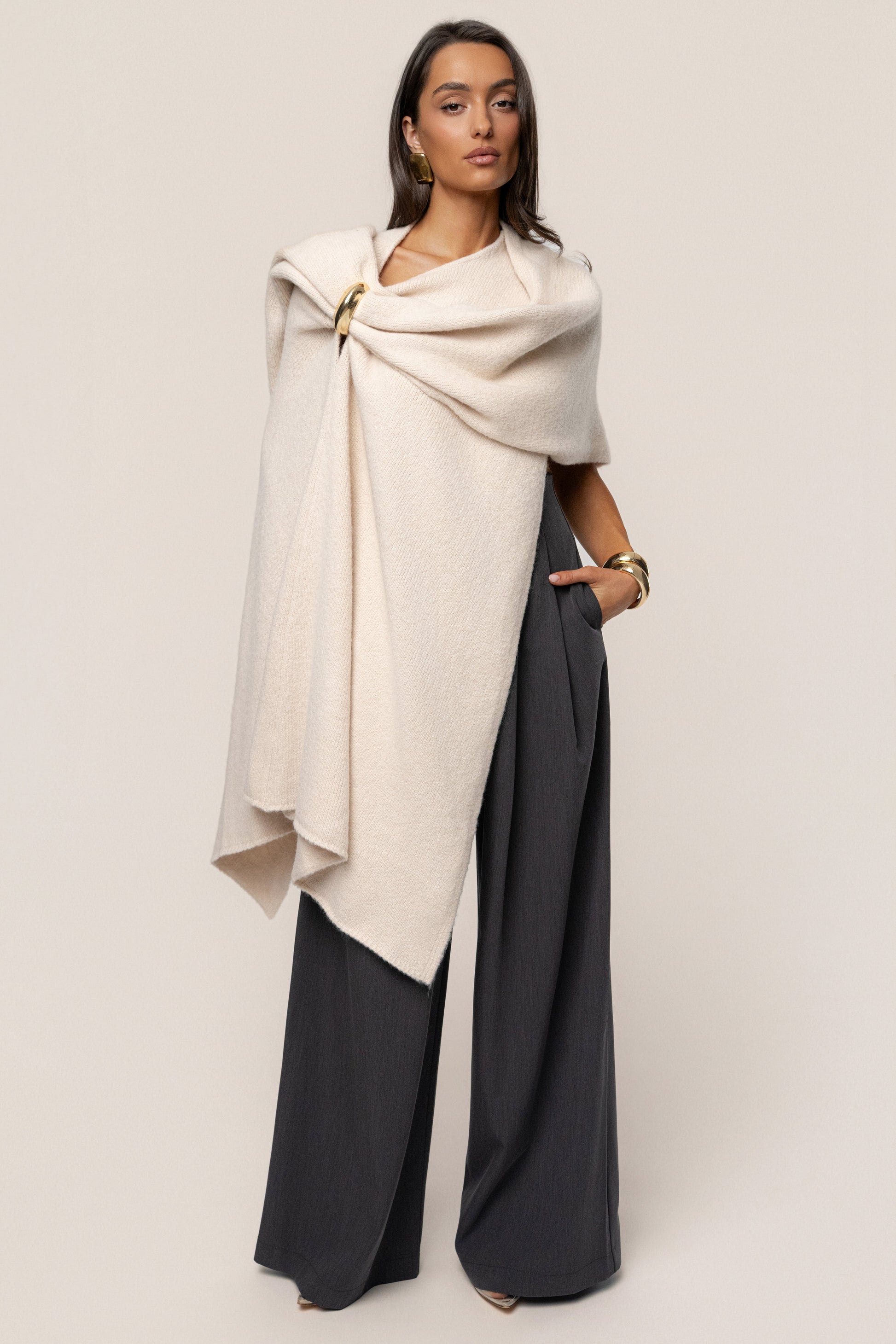 Ivory Radiance Knit Shawl JLUXLABEL