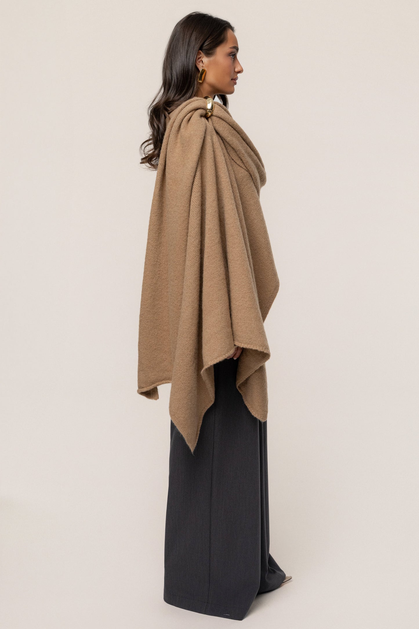 Taupe Radiance Knit Shawl JLUXLABEL