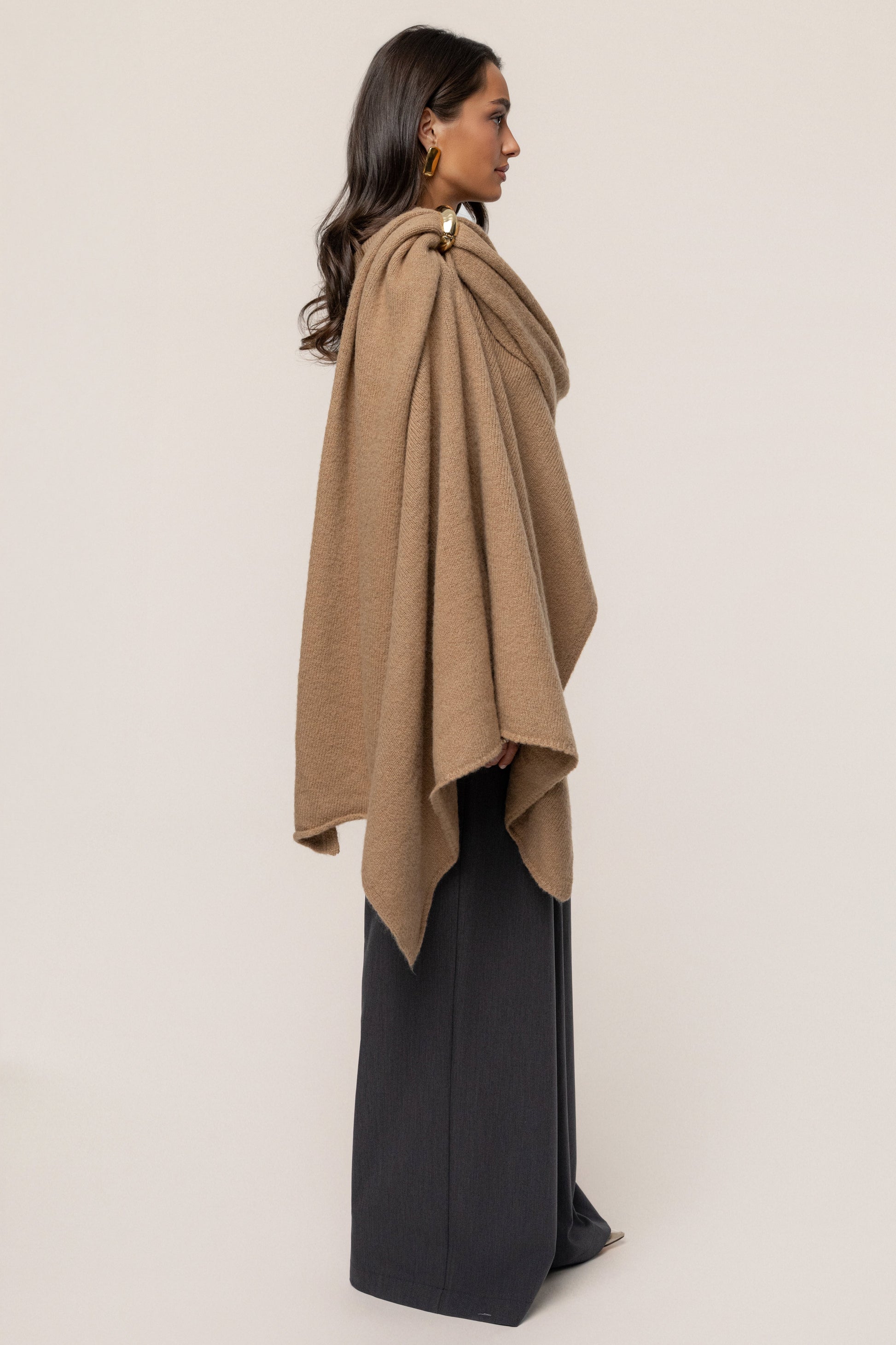 Taupe Radiance Knit Shawl JLUXLABEL