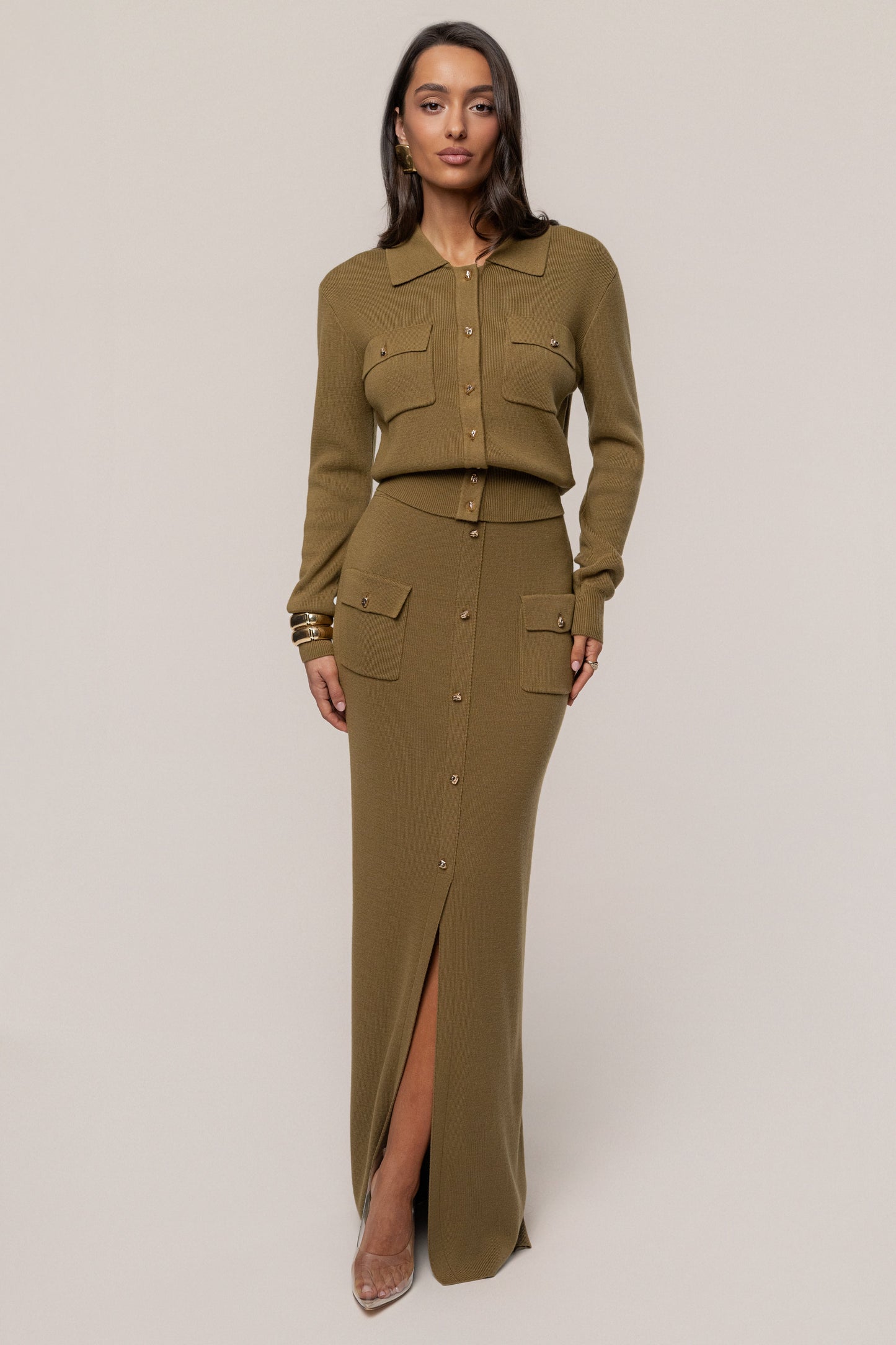 Olive Fall Bliss Maxi Skirt JLUXLABEL