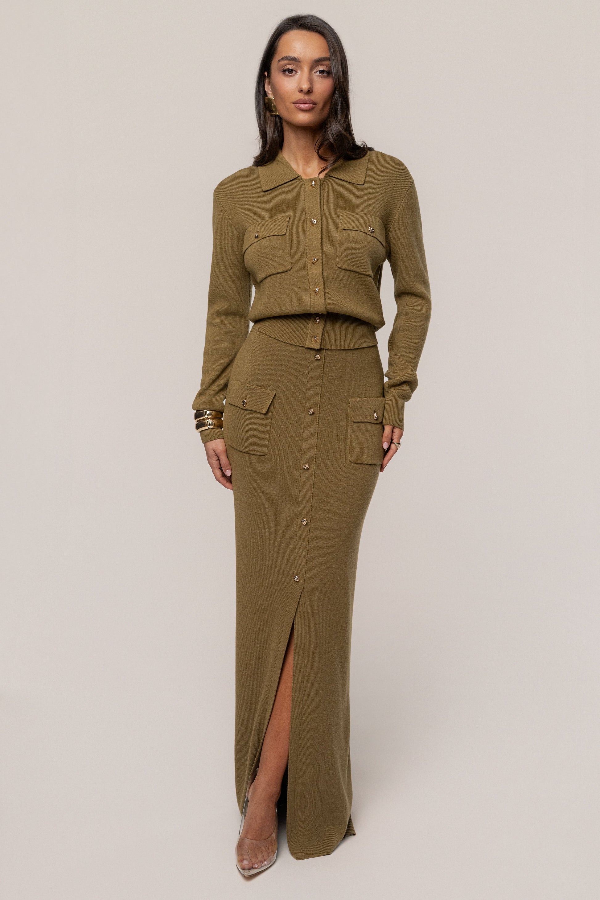 Olive Fall Bliss Maxi Skirt JLUXLABEL