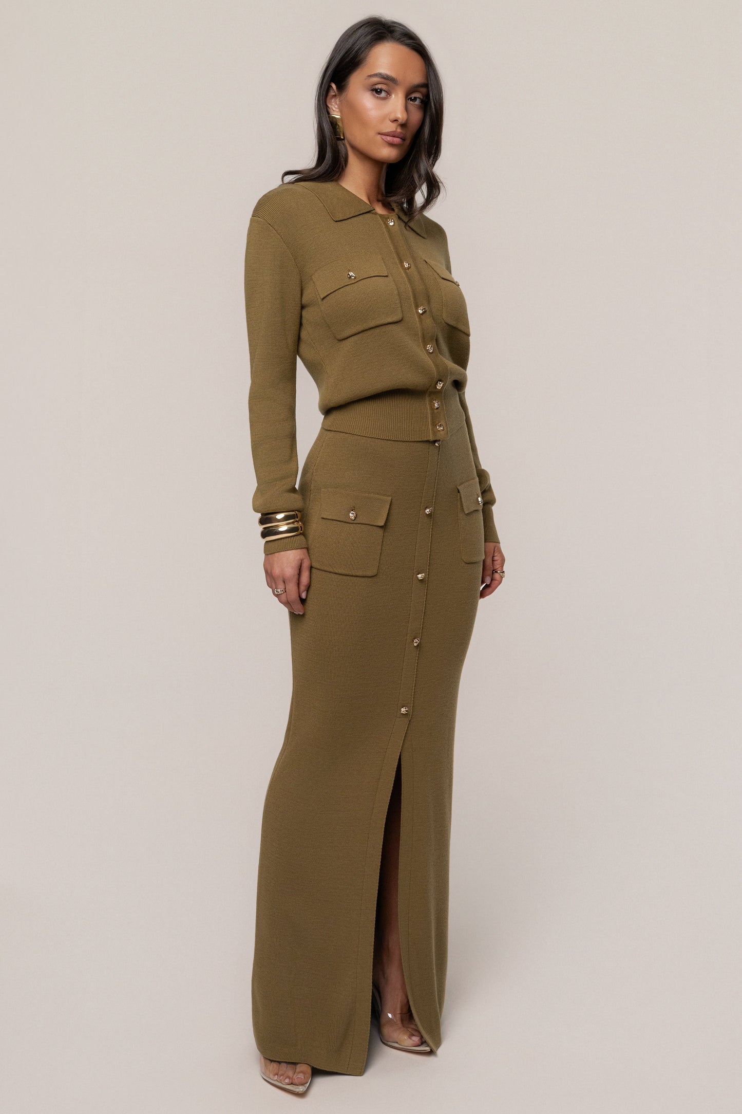 Olive Fall Bliss Maxi Skirt JLUXLABEL