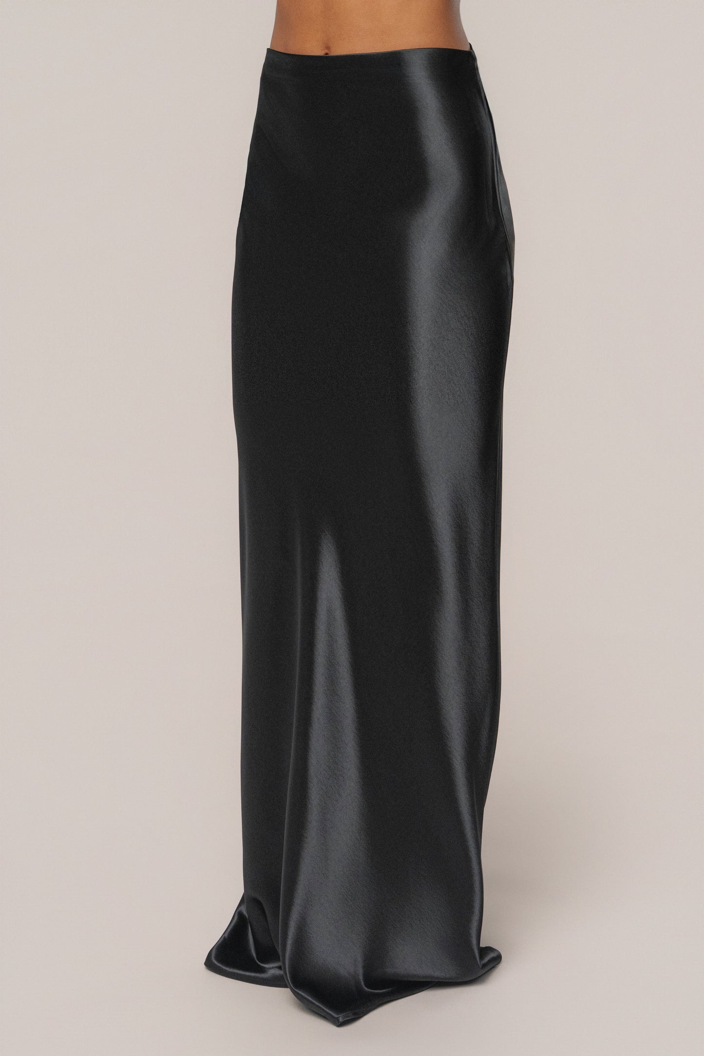 Black Tradition Satin Maxi Skirt