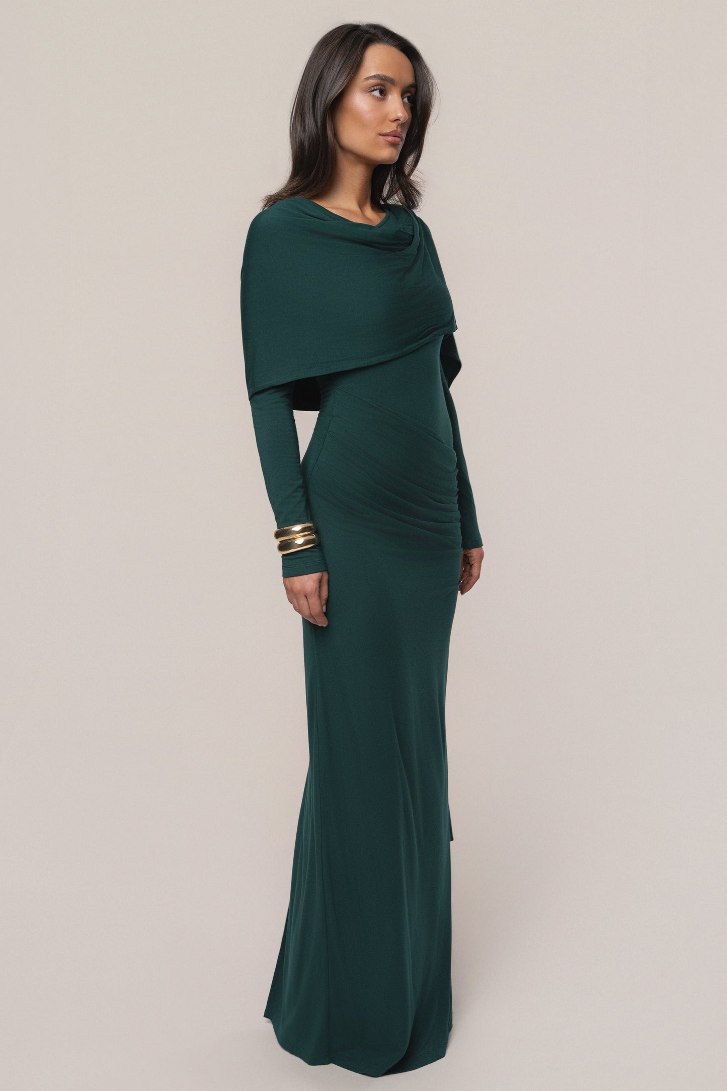 Emerald Glitz Asymmetric Maxi Dress JLUXLABEL