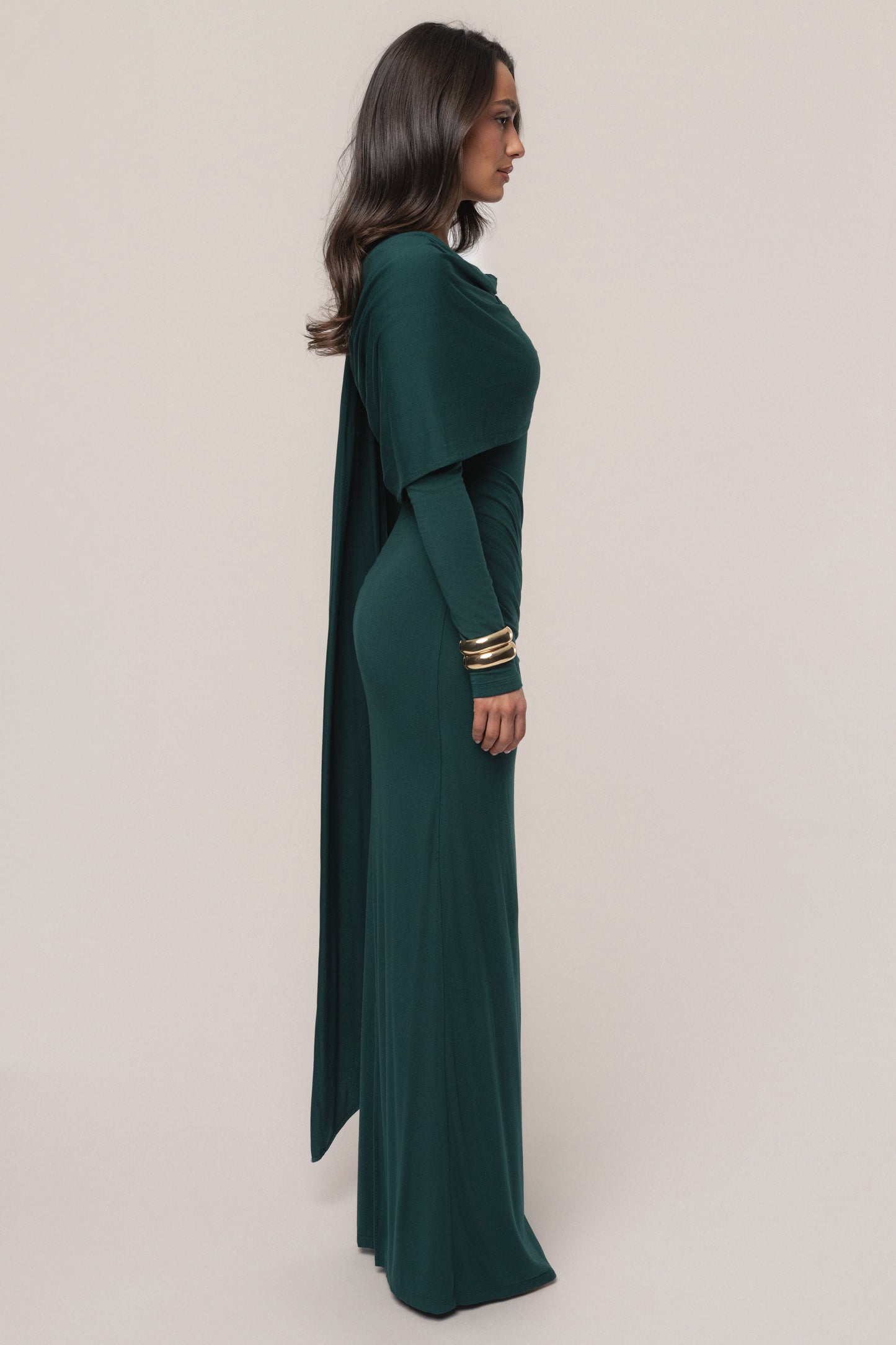 Emerald Glitz Asymmetric Maxi Dress JLUXLABEL