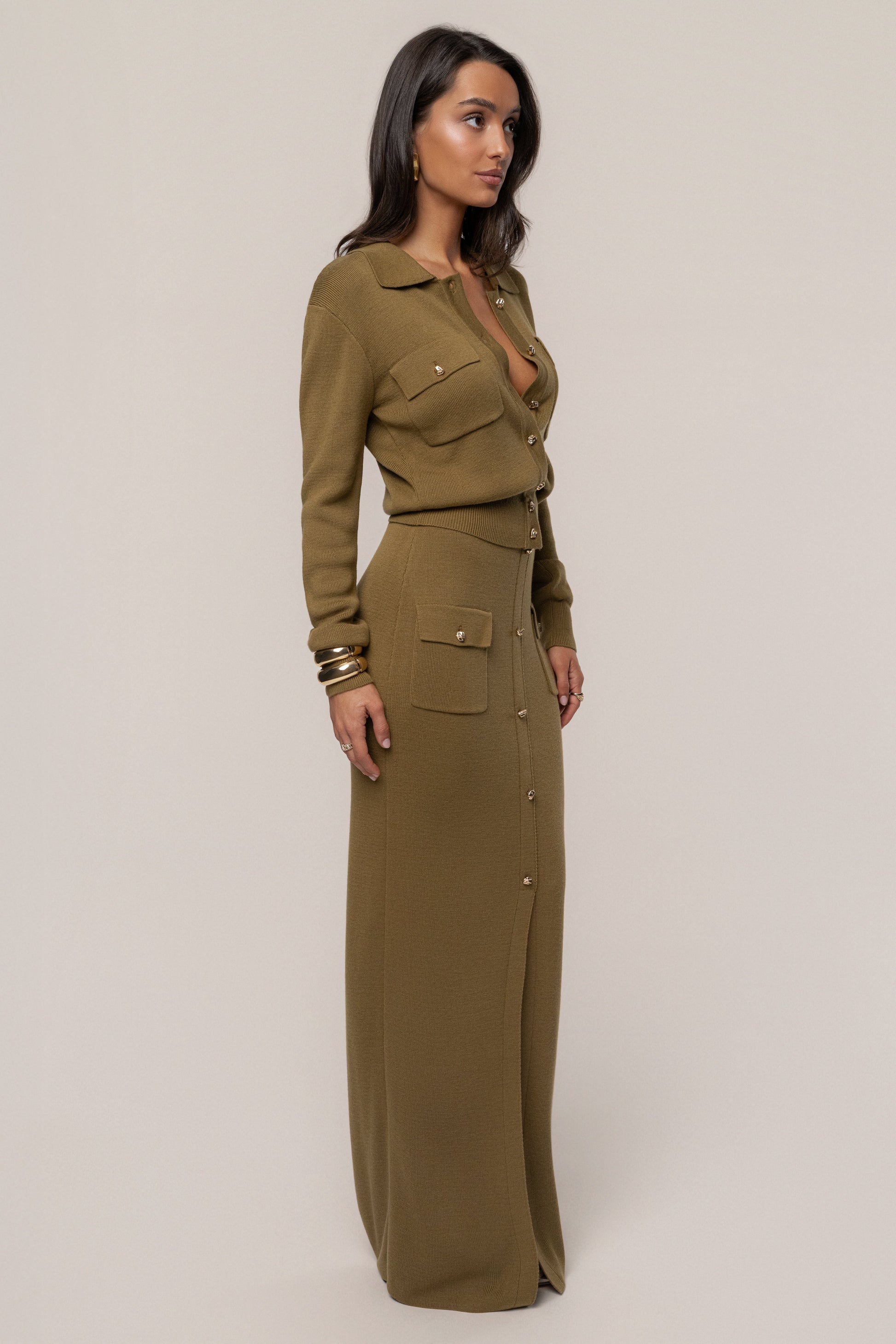 Olive Fall Bliss Maxi Skirt JLUXLABEL