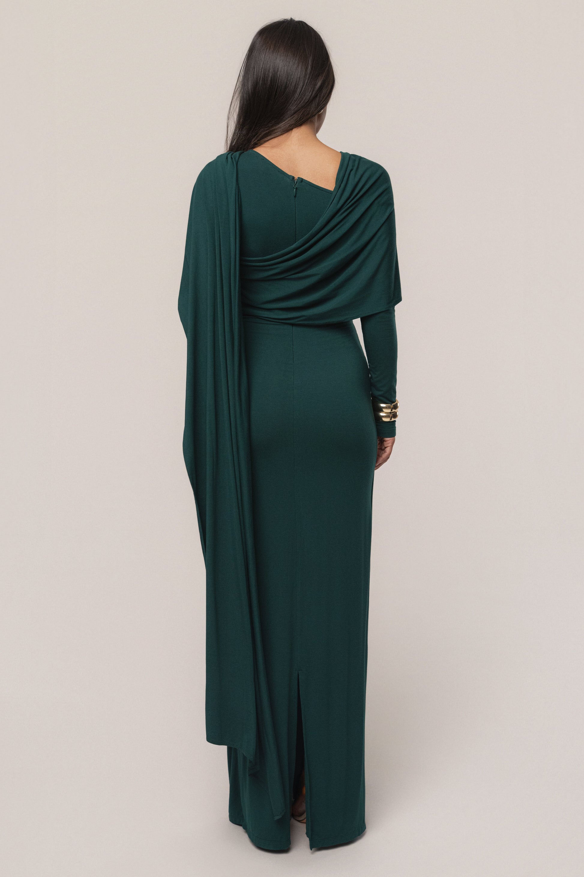 Emerald Glitz Asymmetric Maxi Dress JLUXLABEL