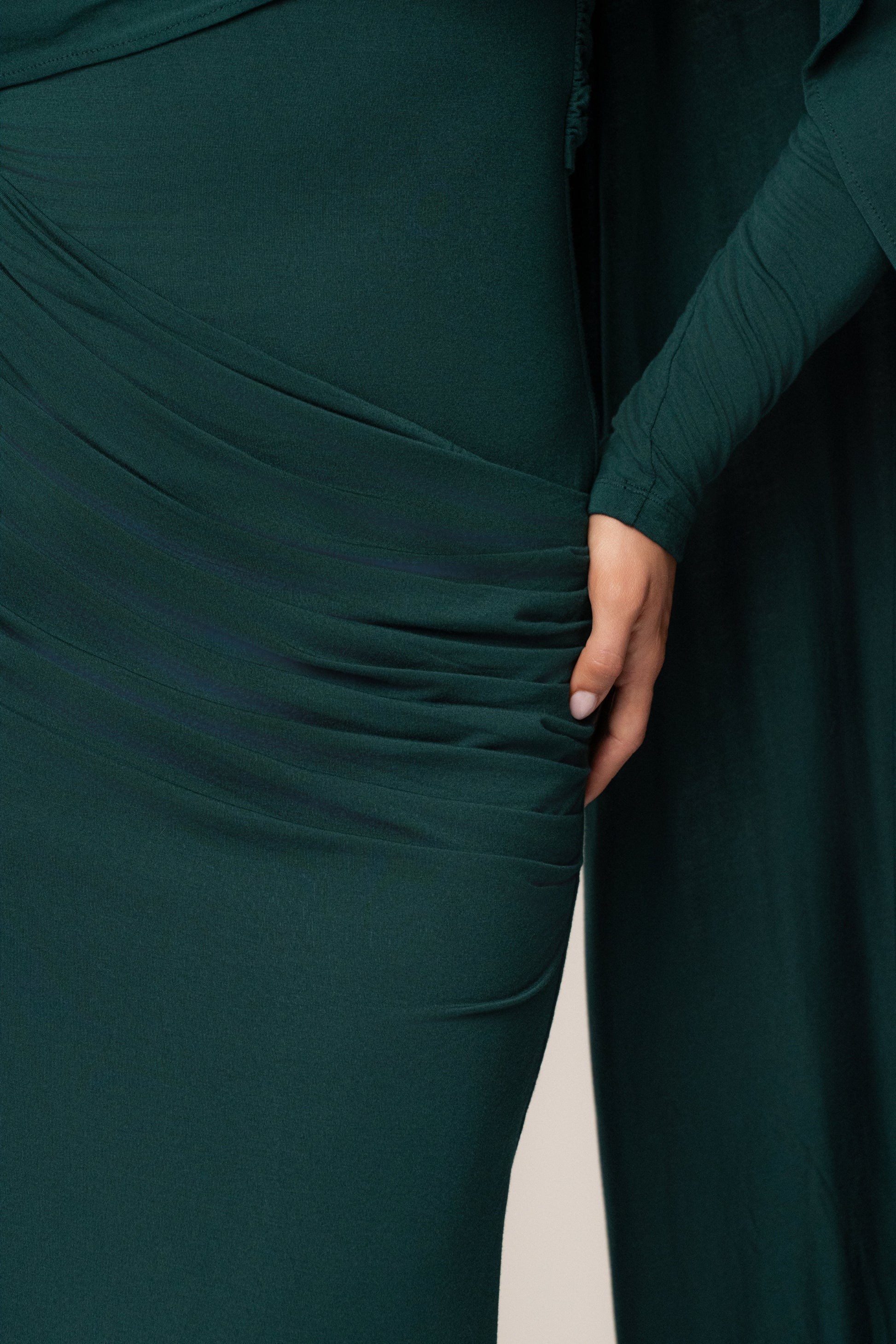 Emerald Glitz Asymmetric Maxi Dress JLUXLABEL