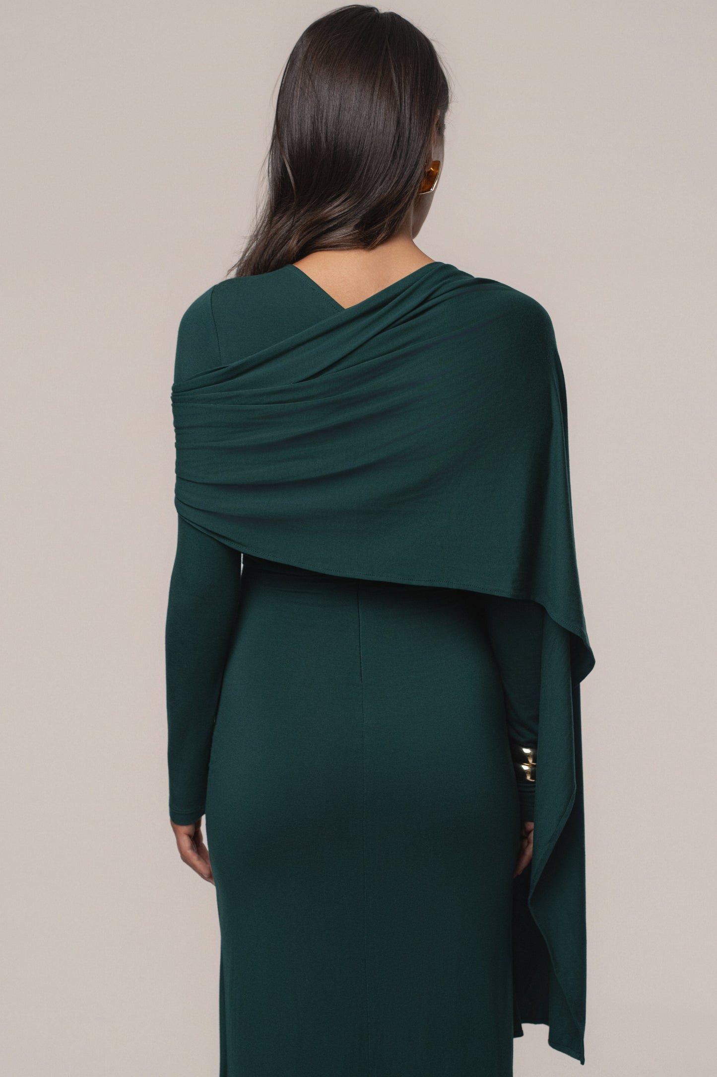 Emerald Glitz Asymmetric Maxi Dress JLUXLABEL