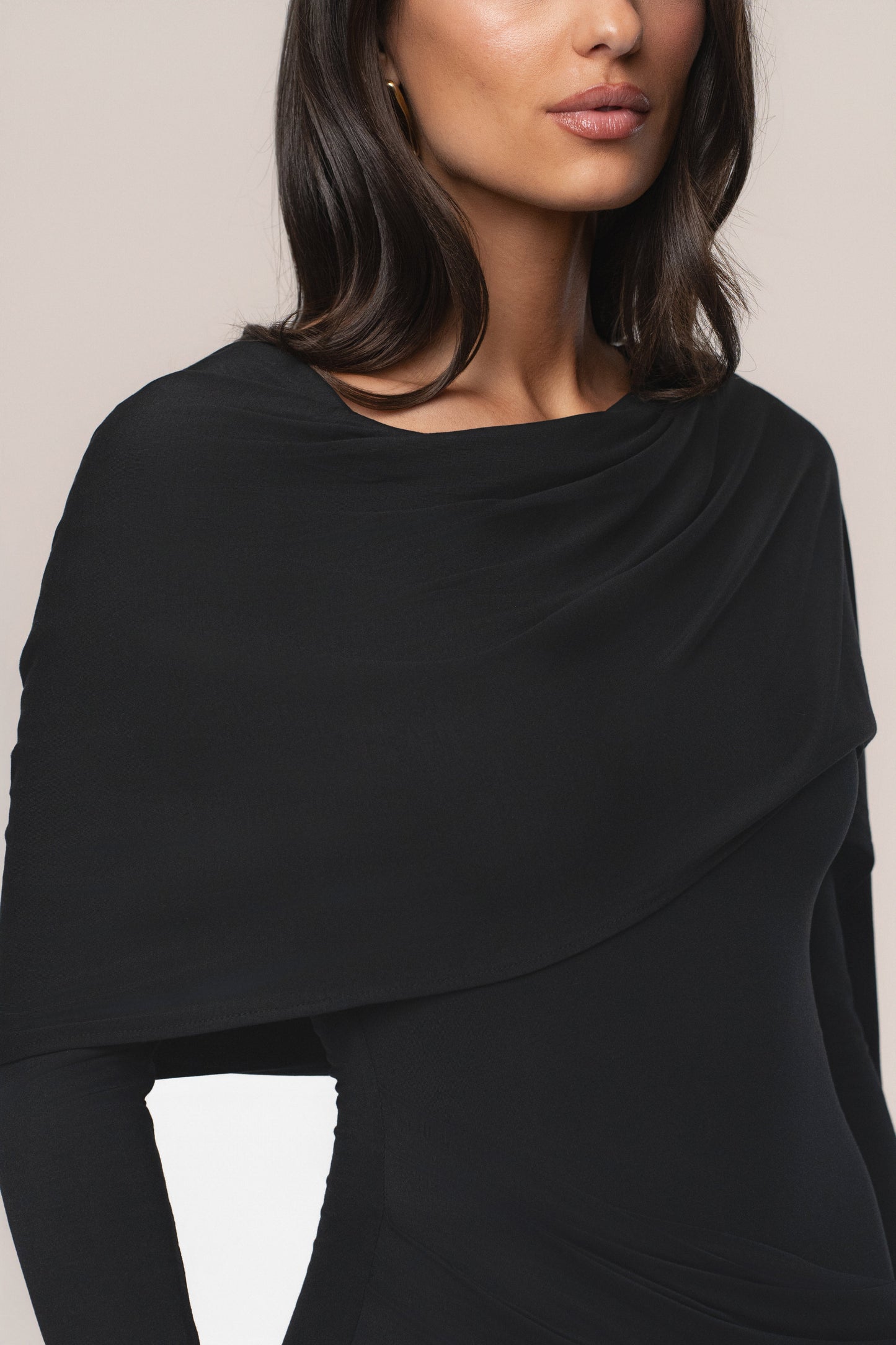 Black Glitz Asymmetric Maxi Dress