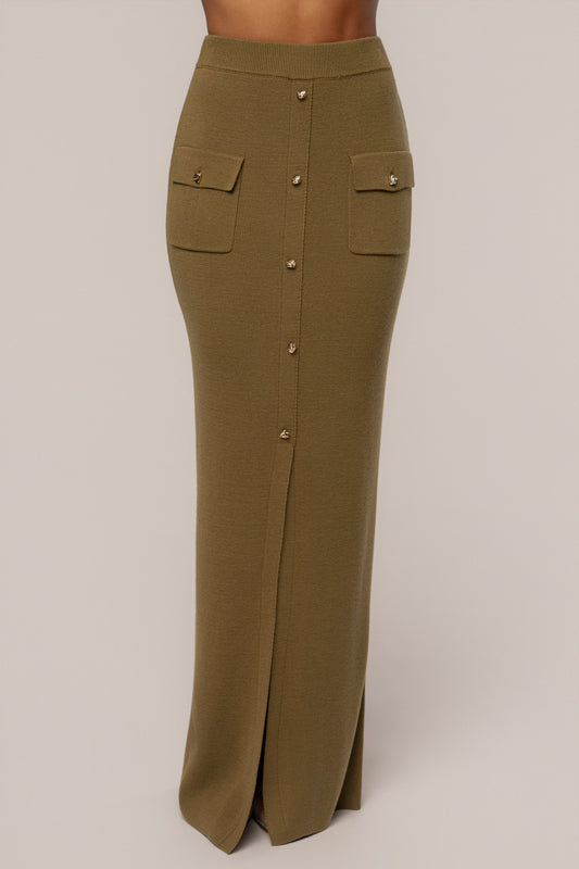 Olive Fall Bliss Maxi Skirt JLUXLABEL
