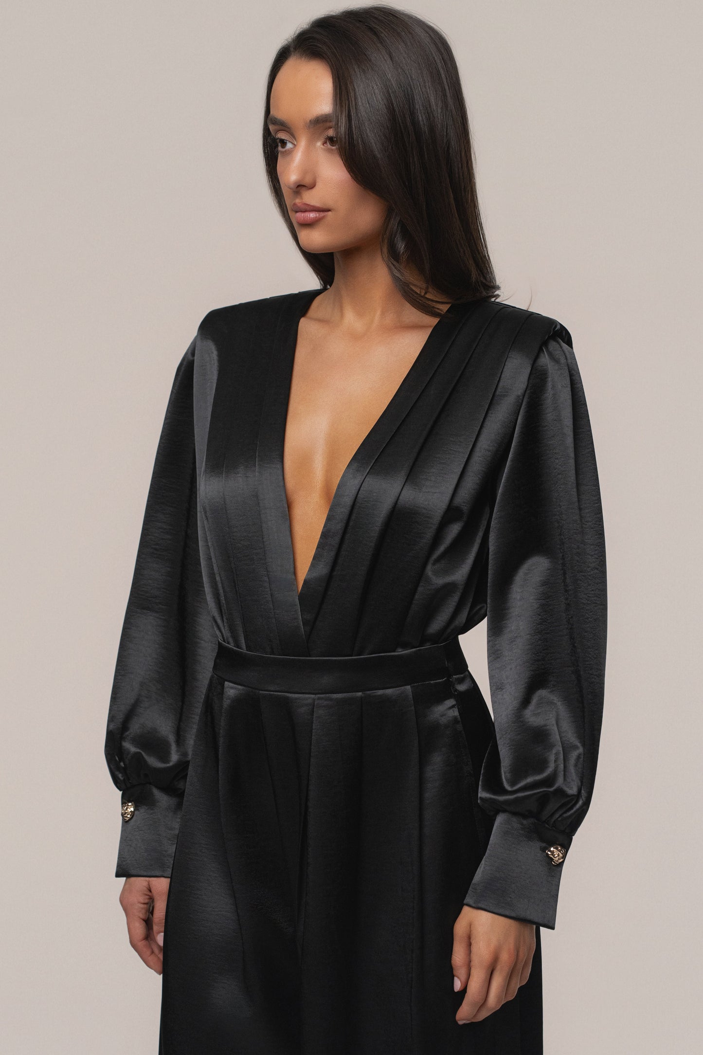 Black Satin Radiance Bodysuit JLUXLABEL
