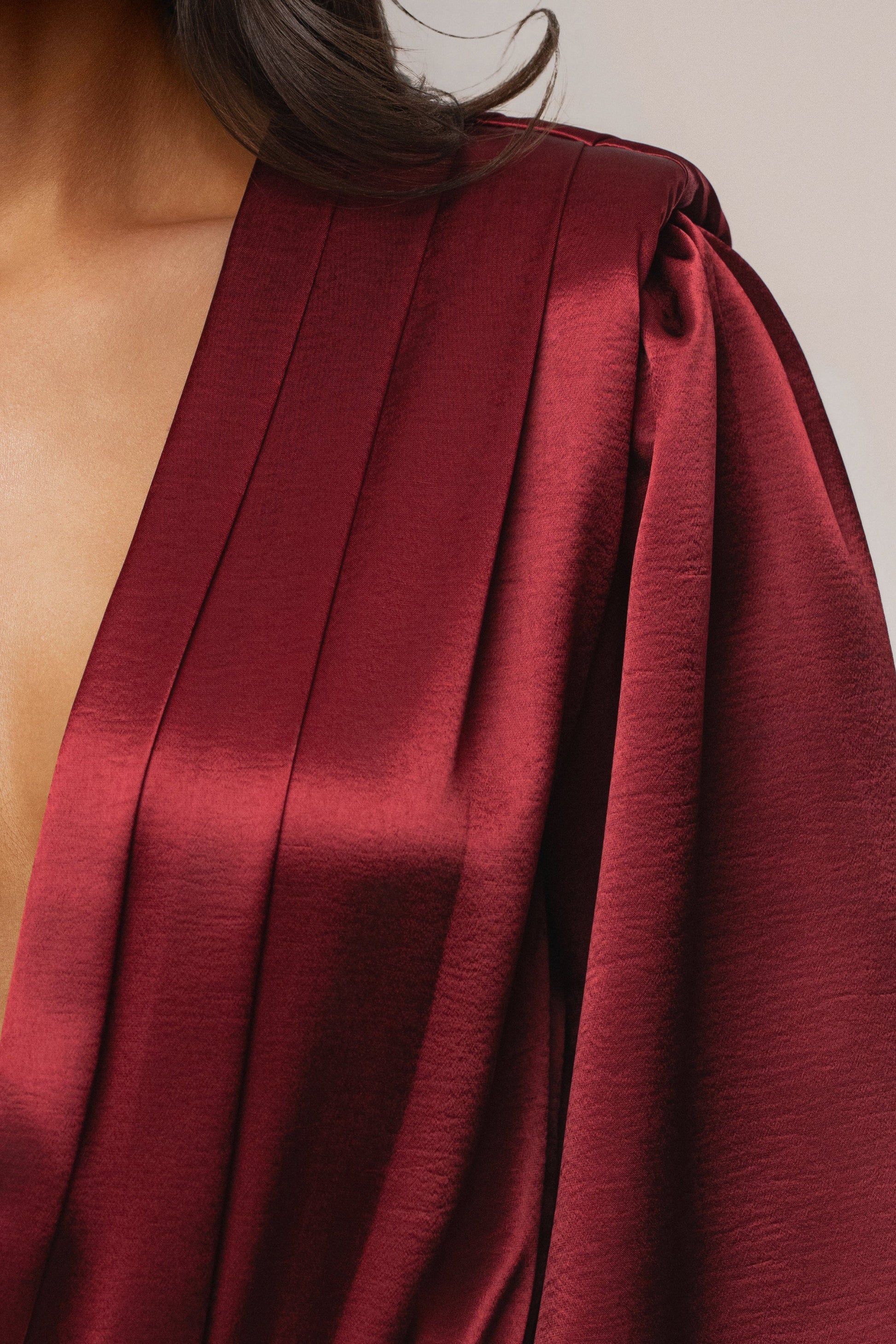 Burgundy Satin Radiance Bodysuit JLUXLABEL