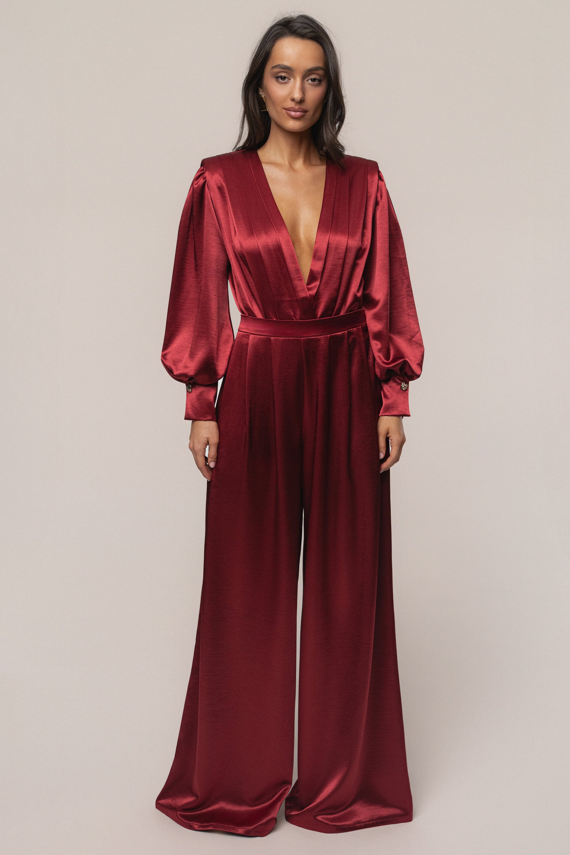 Burgundy Satin Radiance Bodysuit JLUXLABEL