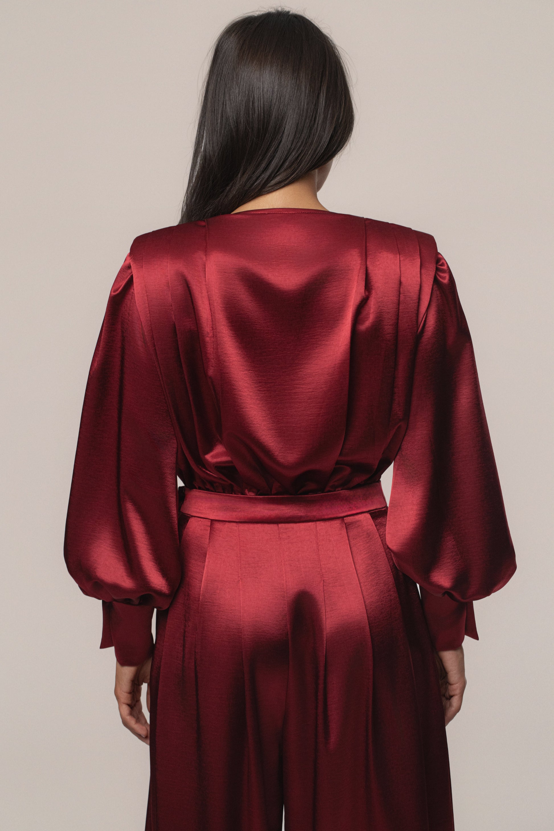 Burgundy Satin Radiance Bodysuit JLUXLABEL