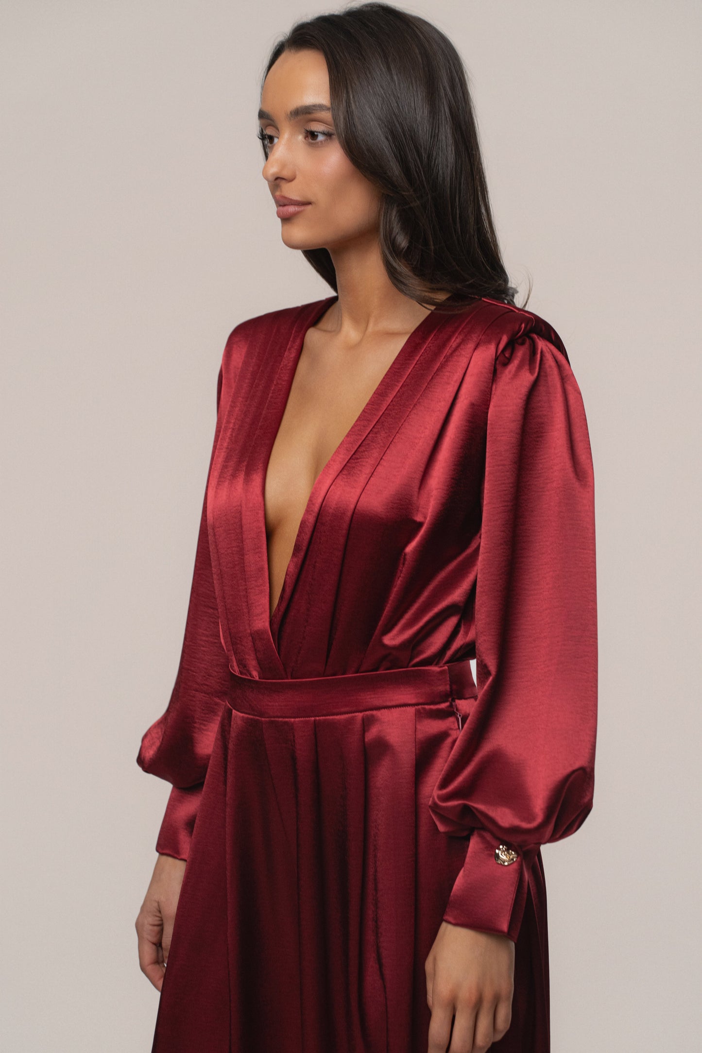 Burgundy Satin Radiance Bodysuit JLUXLABEL