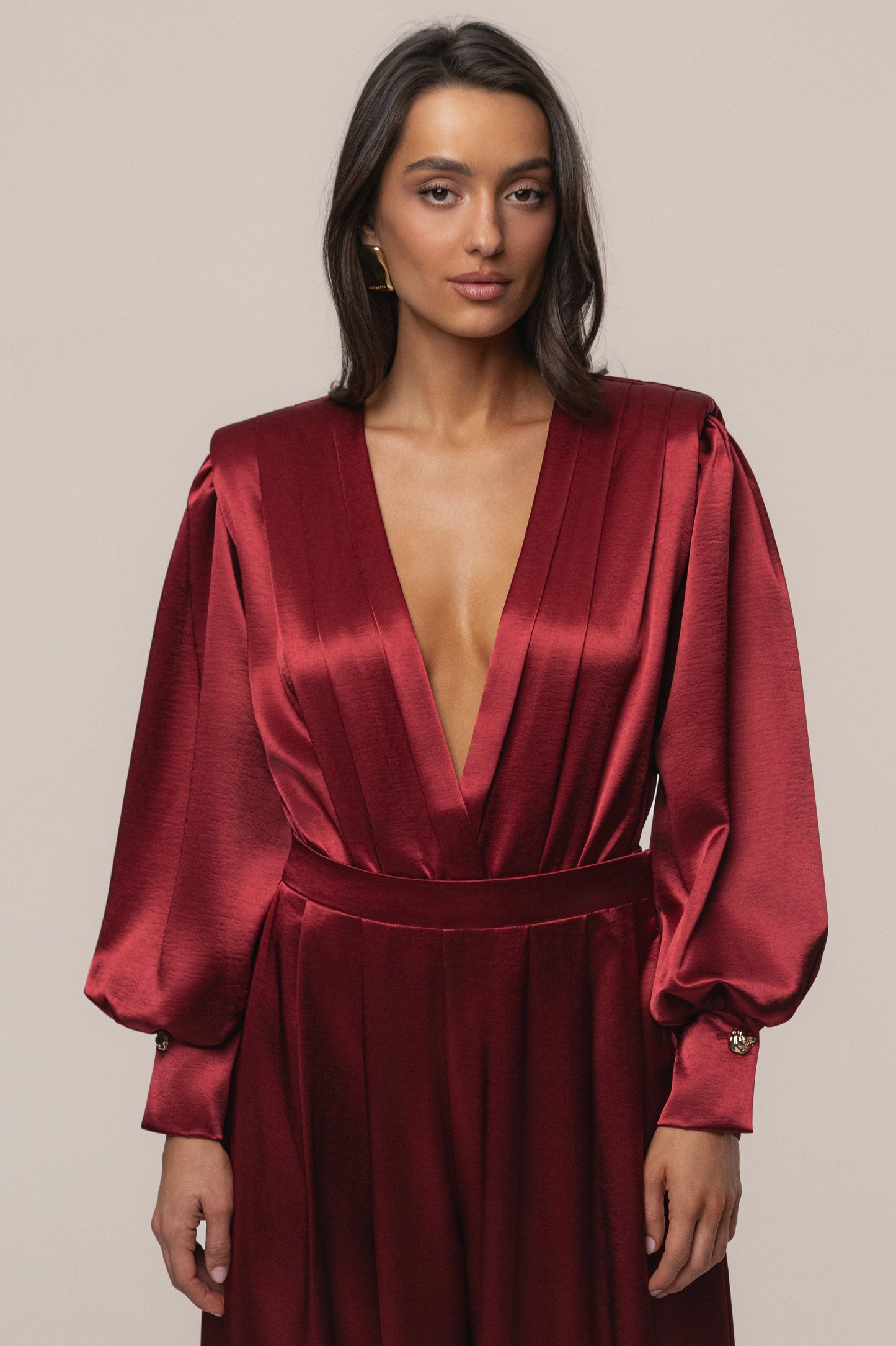 Burgundy Satin Radiance Bodysuit JLUXLABEL