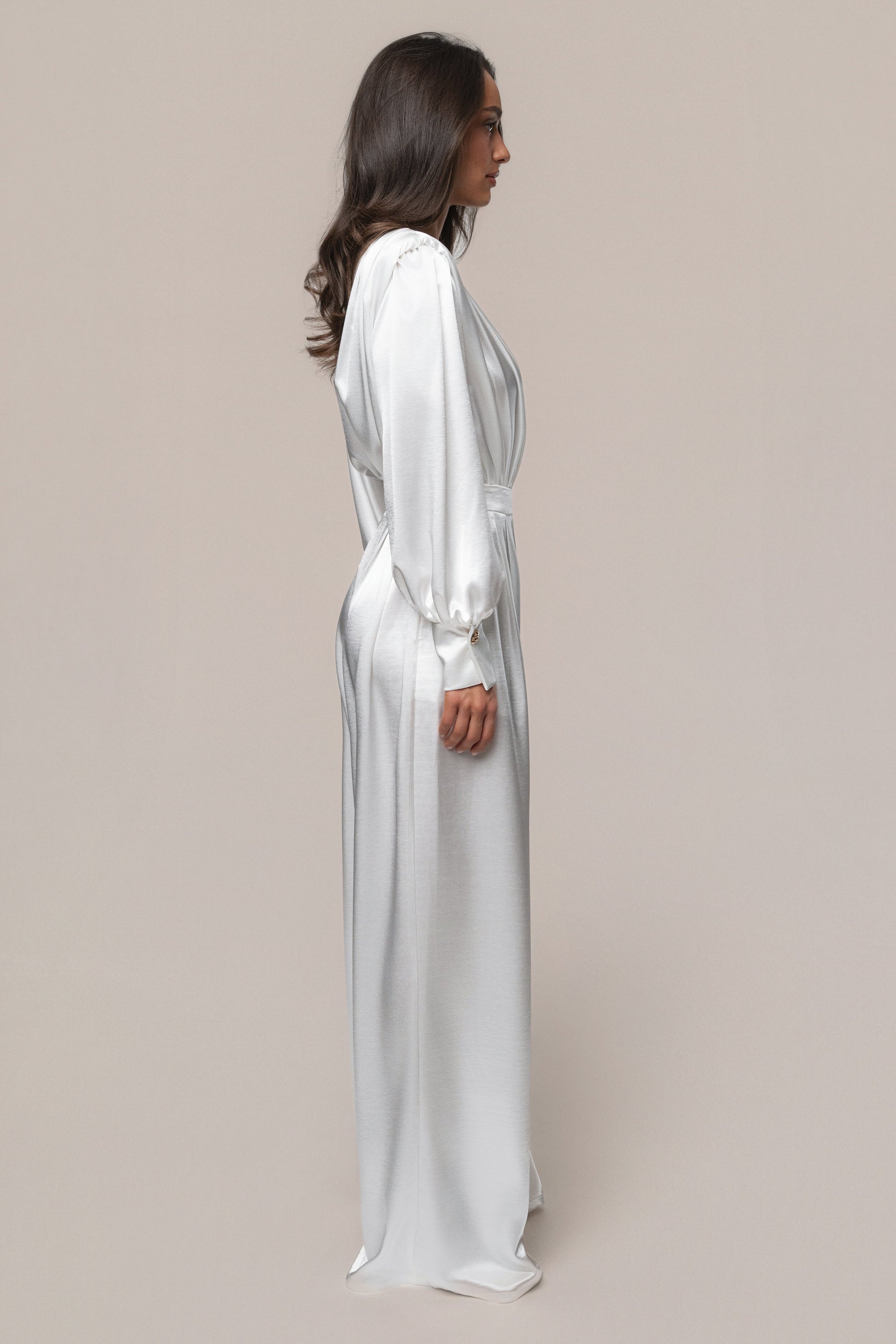 White Satin Bliss Pleated Pant JLUXLABEL