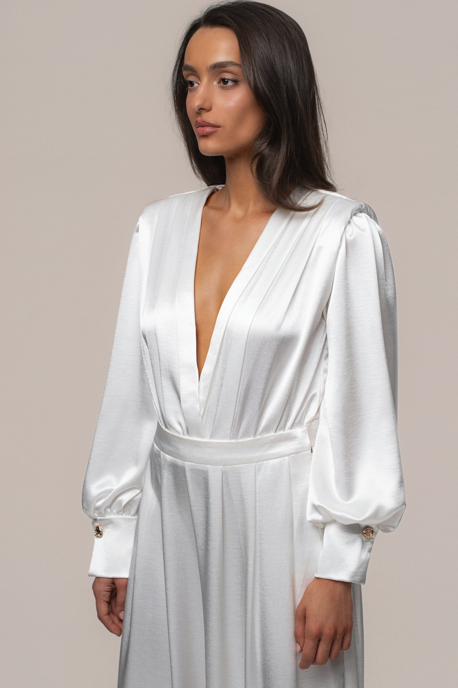 White Satin Radiance Bodysuit JLUXLABEL