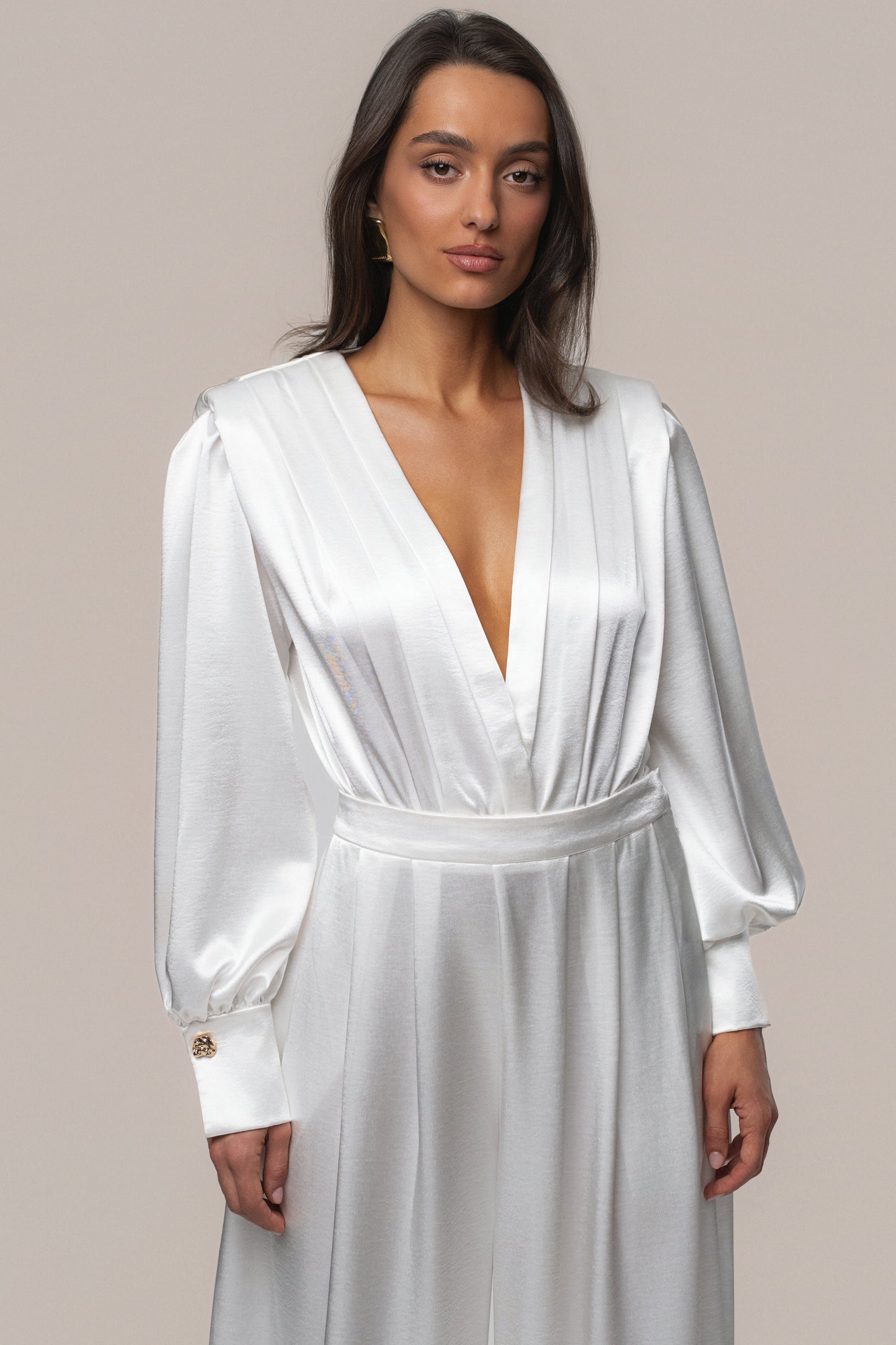 White Satin Radiance Bodysuit JLUXLABEL
