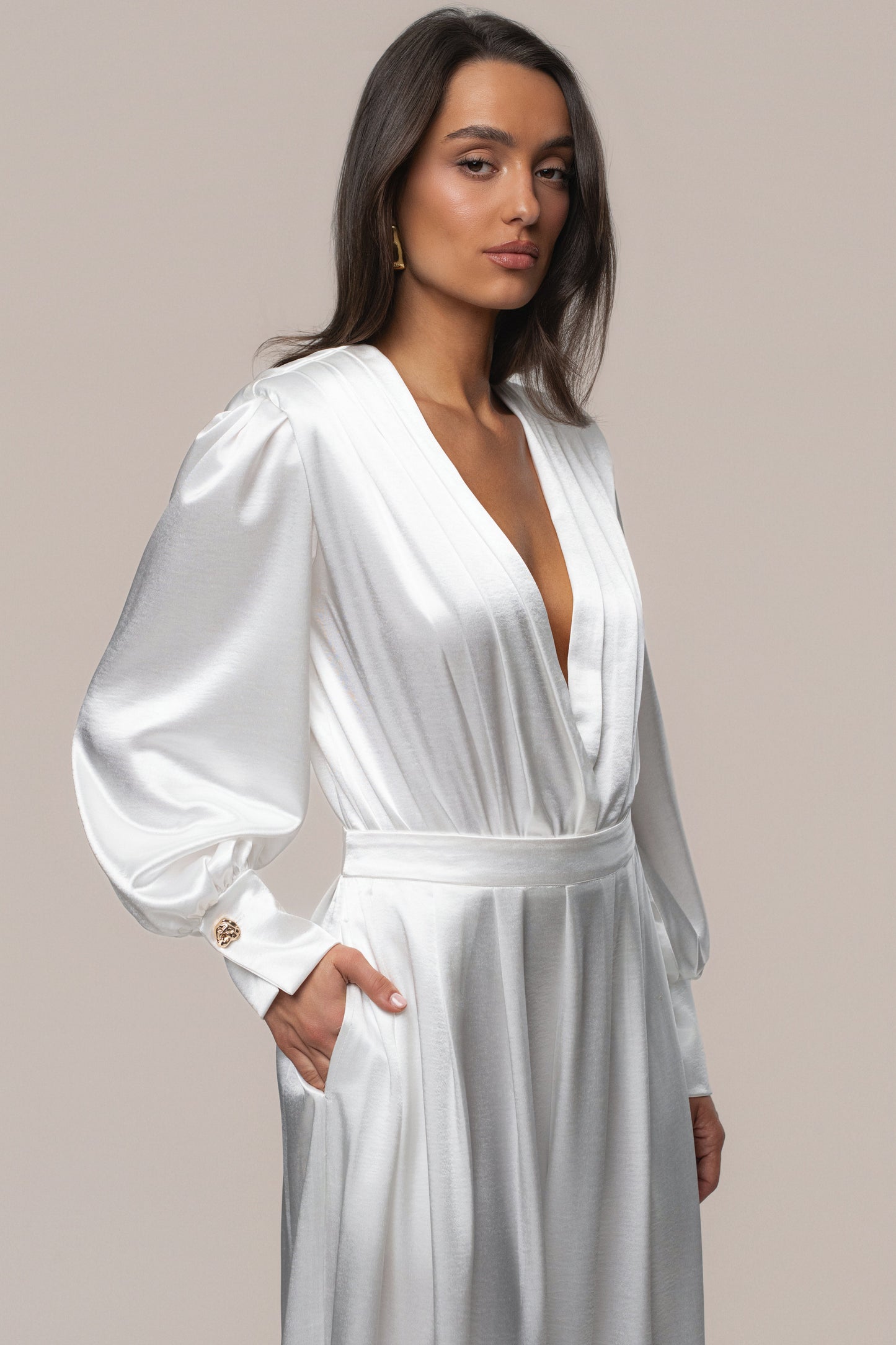 White Satin Radiance Bodysuit JLUXLABEL
