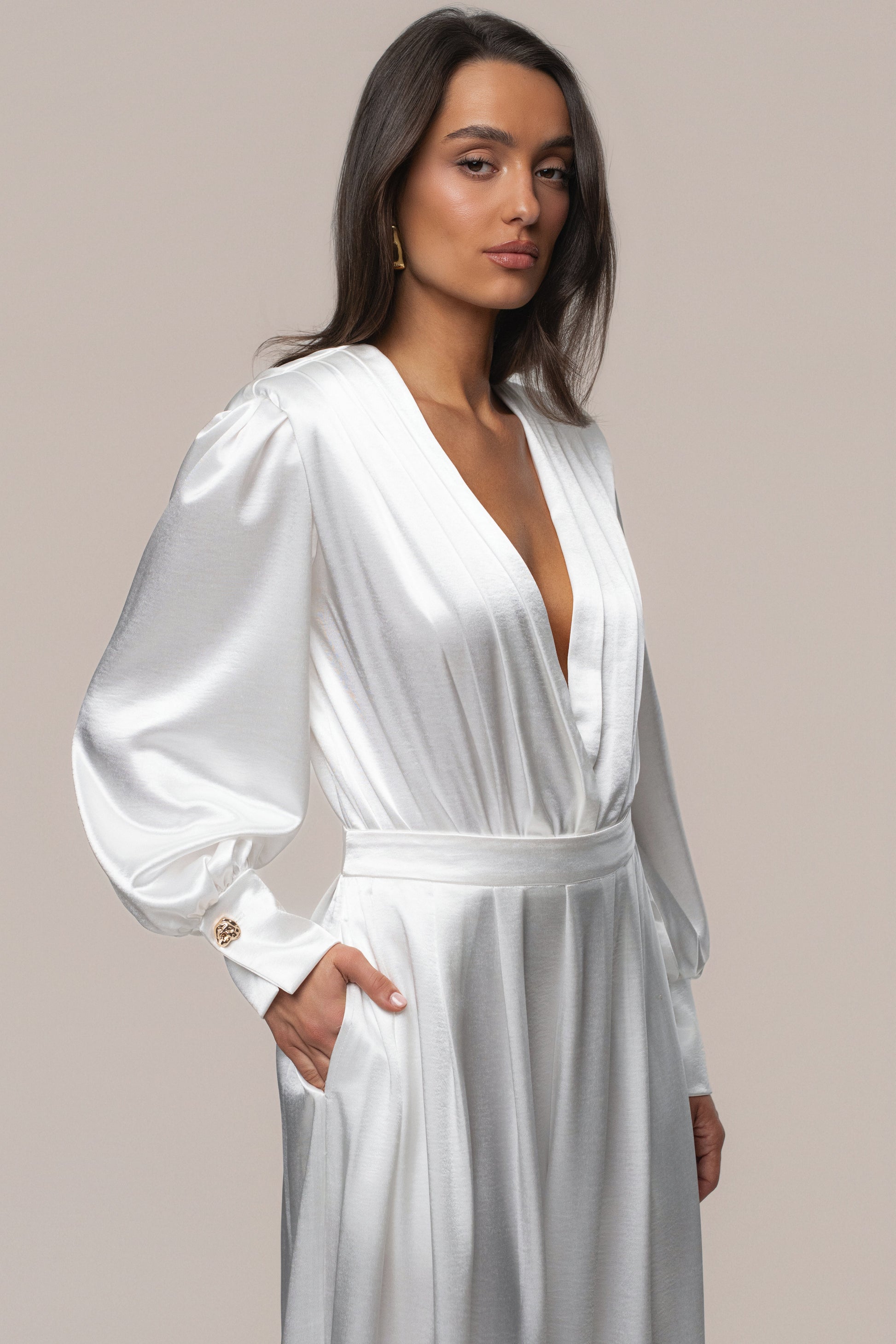 White Satin Radiance Bodysuit JLUXLABEL