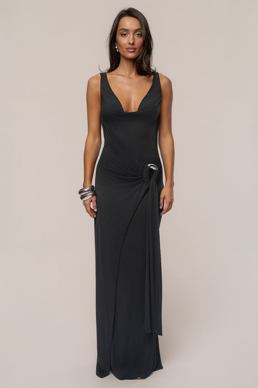 Black Divine State Maxi Dress JLUXLABEL