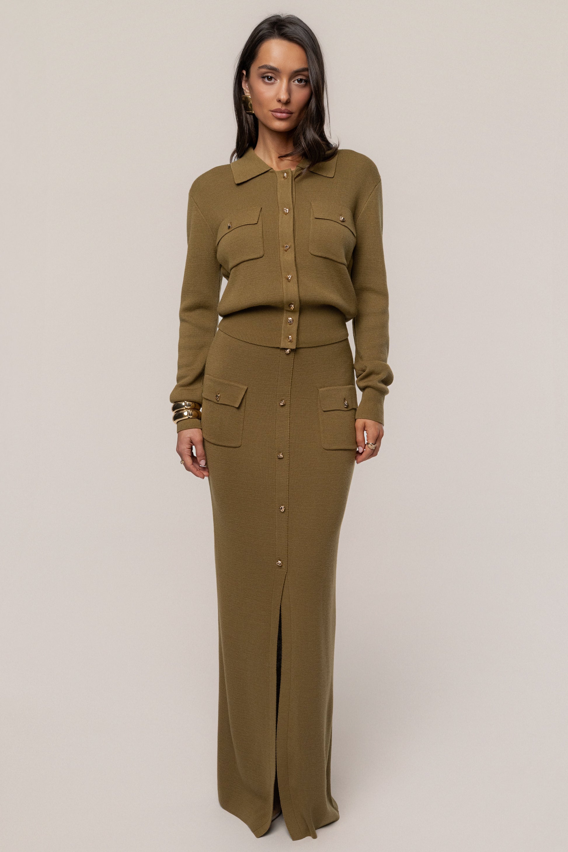 Olive Fall Bliss Maxi Skirt JLUXLABEL