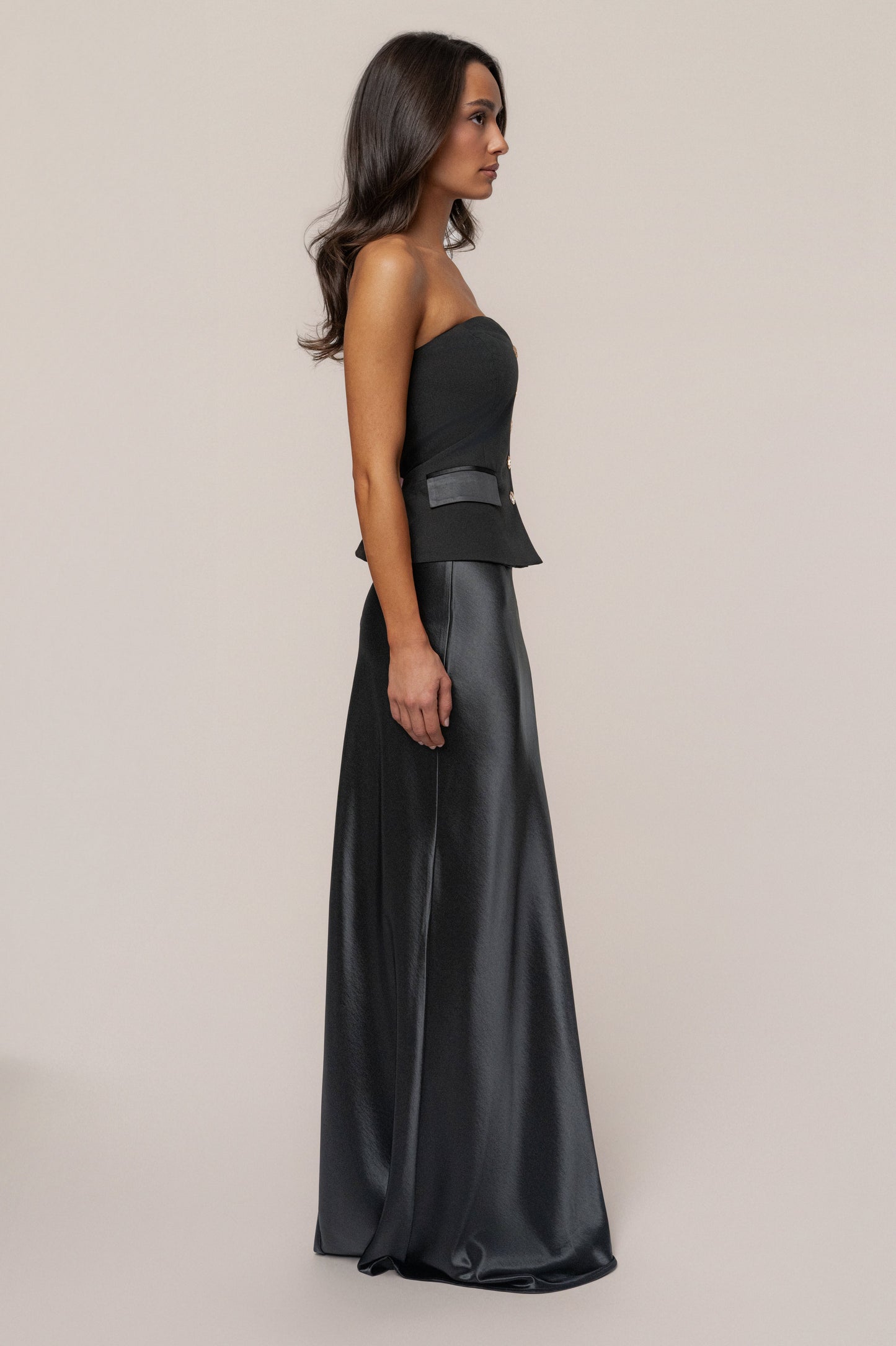 Black Button Front Vest JLUXLABEL