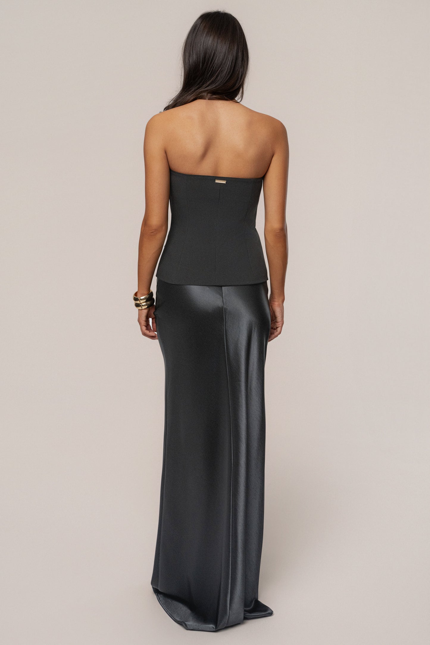 Black Tradition Satin Maxi Skirt