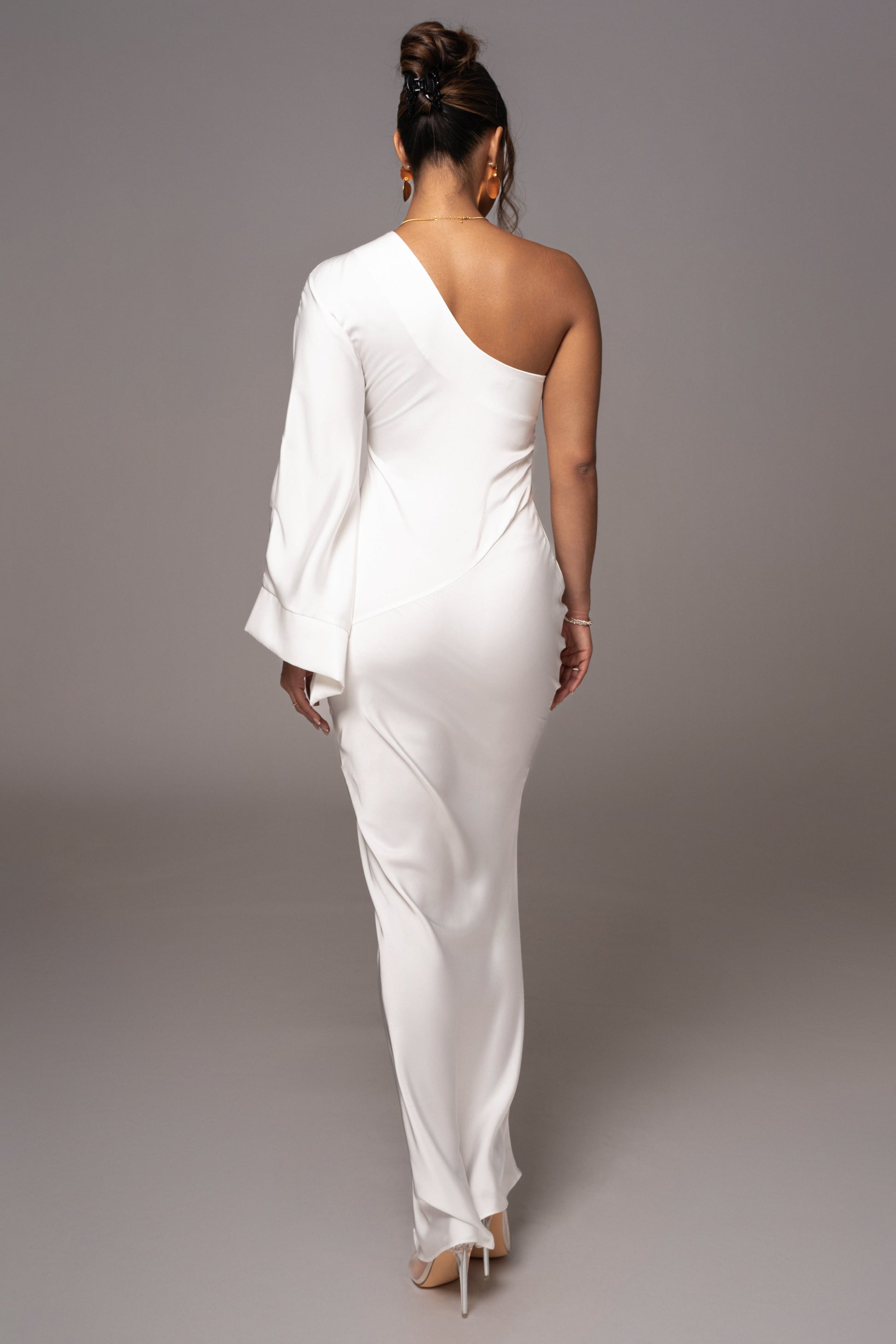 Ivory Femme Drape Maxi Dress JLUXLABEL