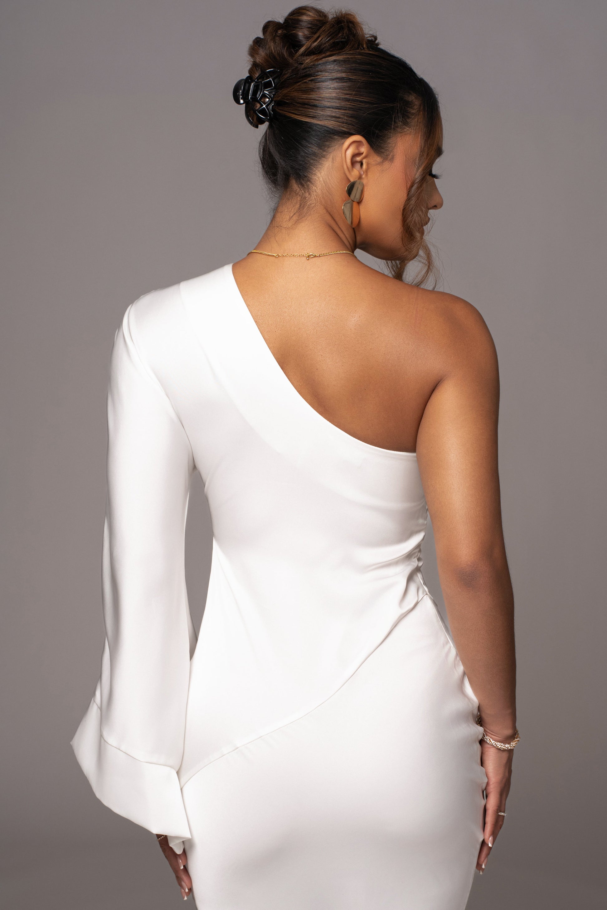 Ivory Femme Drape Maxi Dress JLUXLABEL