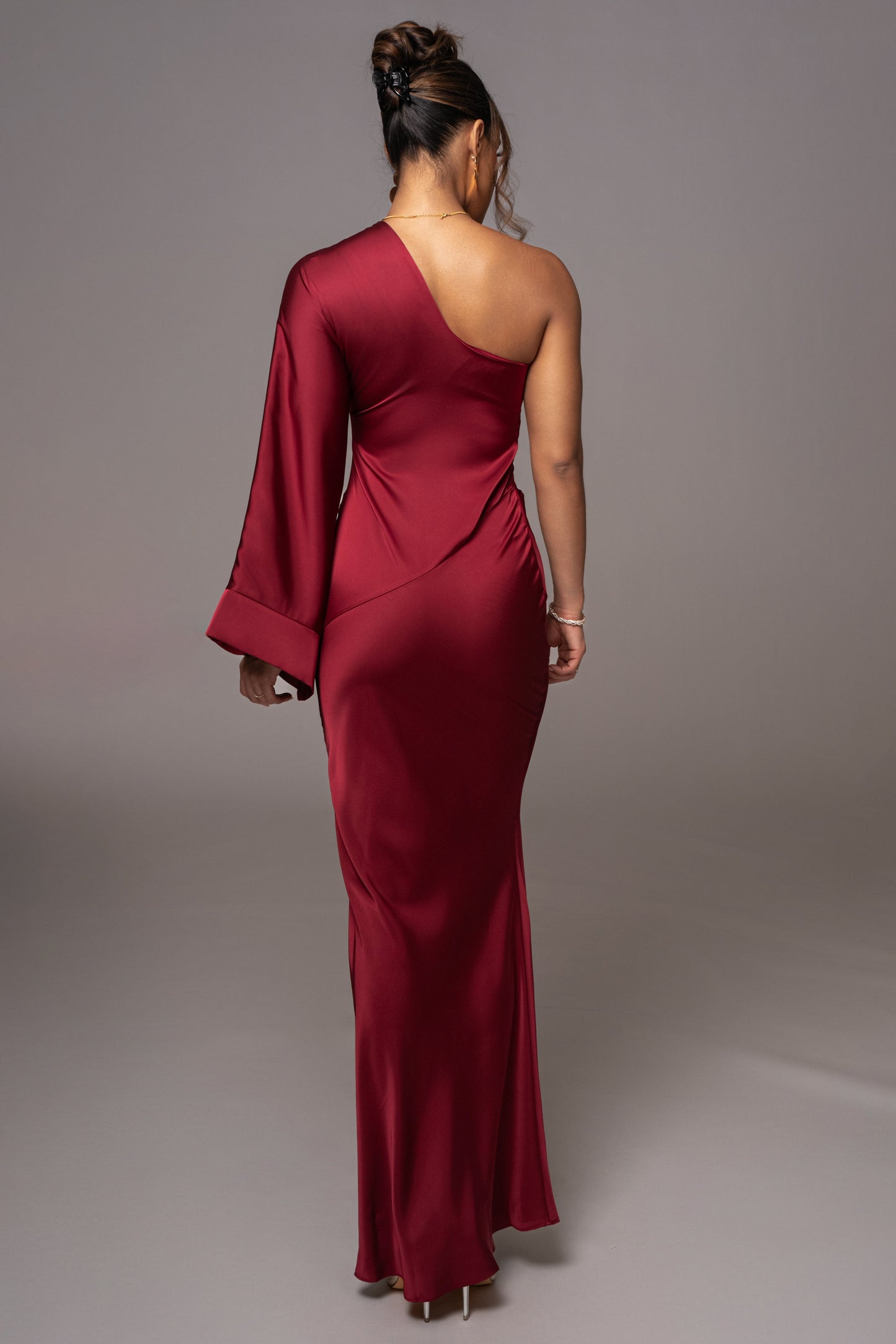 Red Femme Drape Maxi Dress JLUXLABEL