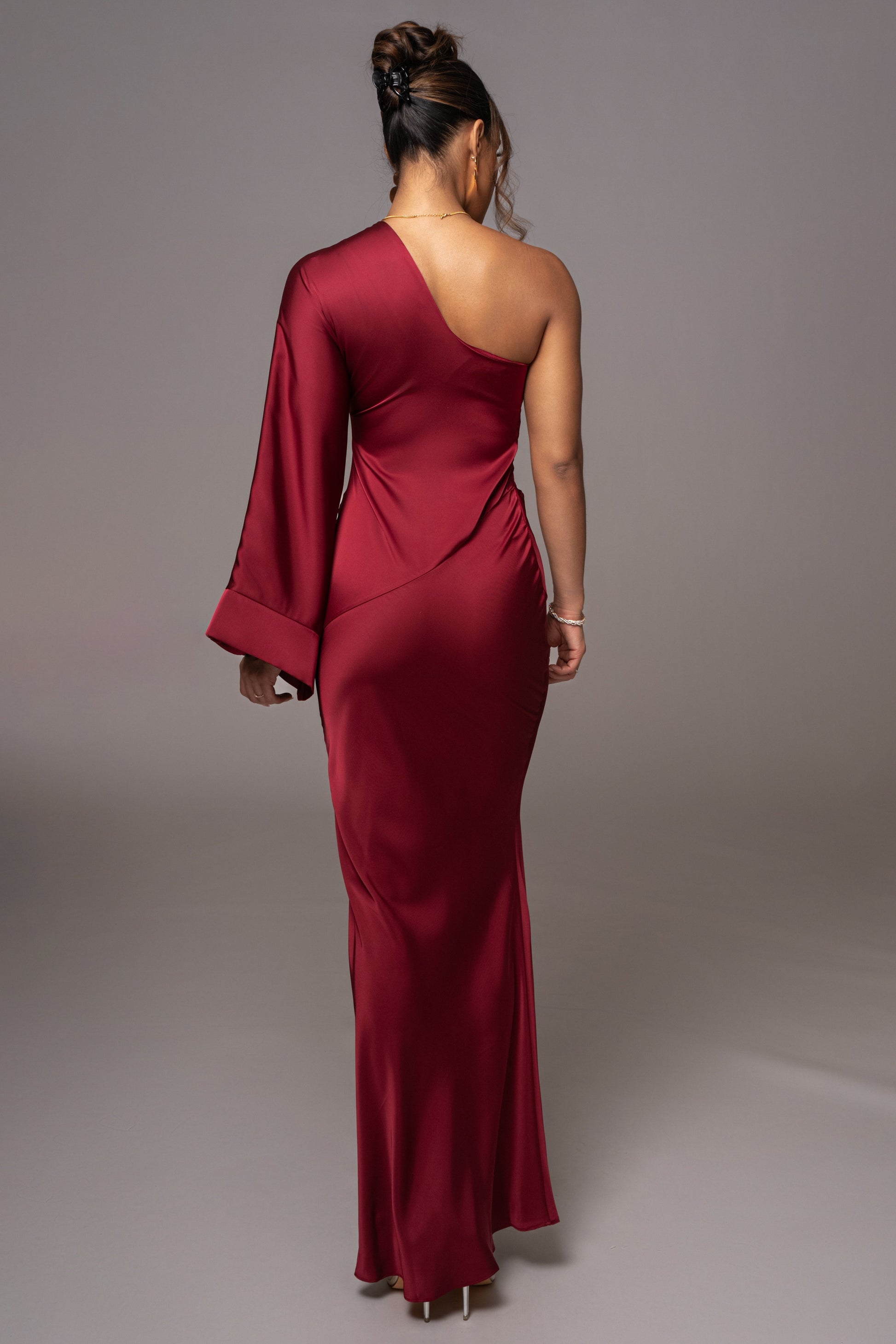 Red Femme Drape Maxi Dress JLUXLABEL