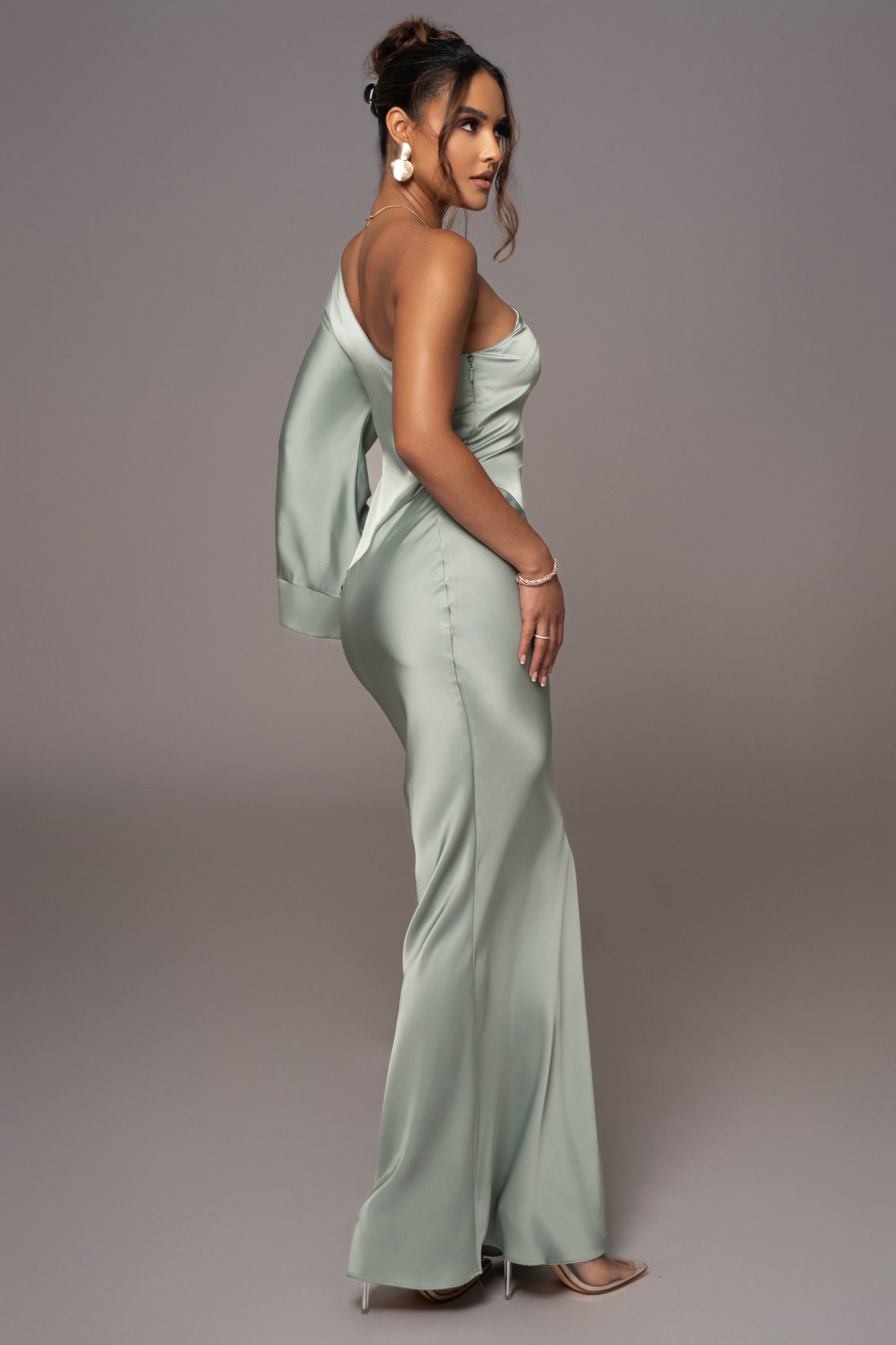Sage Femme Drape Maxi Dress JLUXLABEL