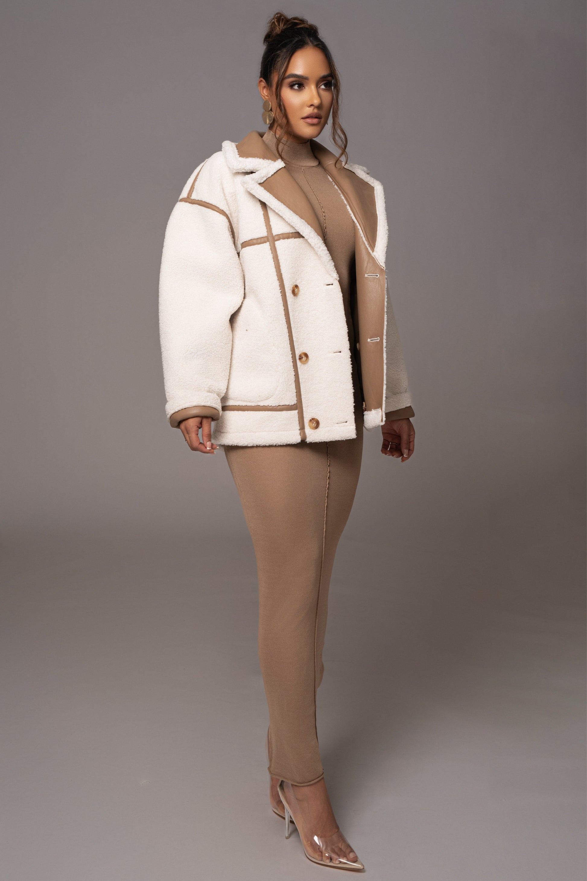 Tan Never Settle Reversible Teddy Jacket JLUXLABEL