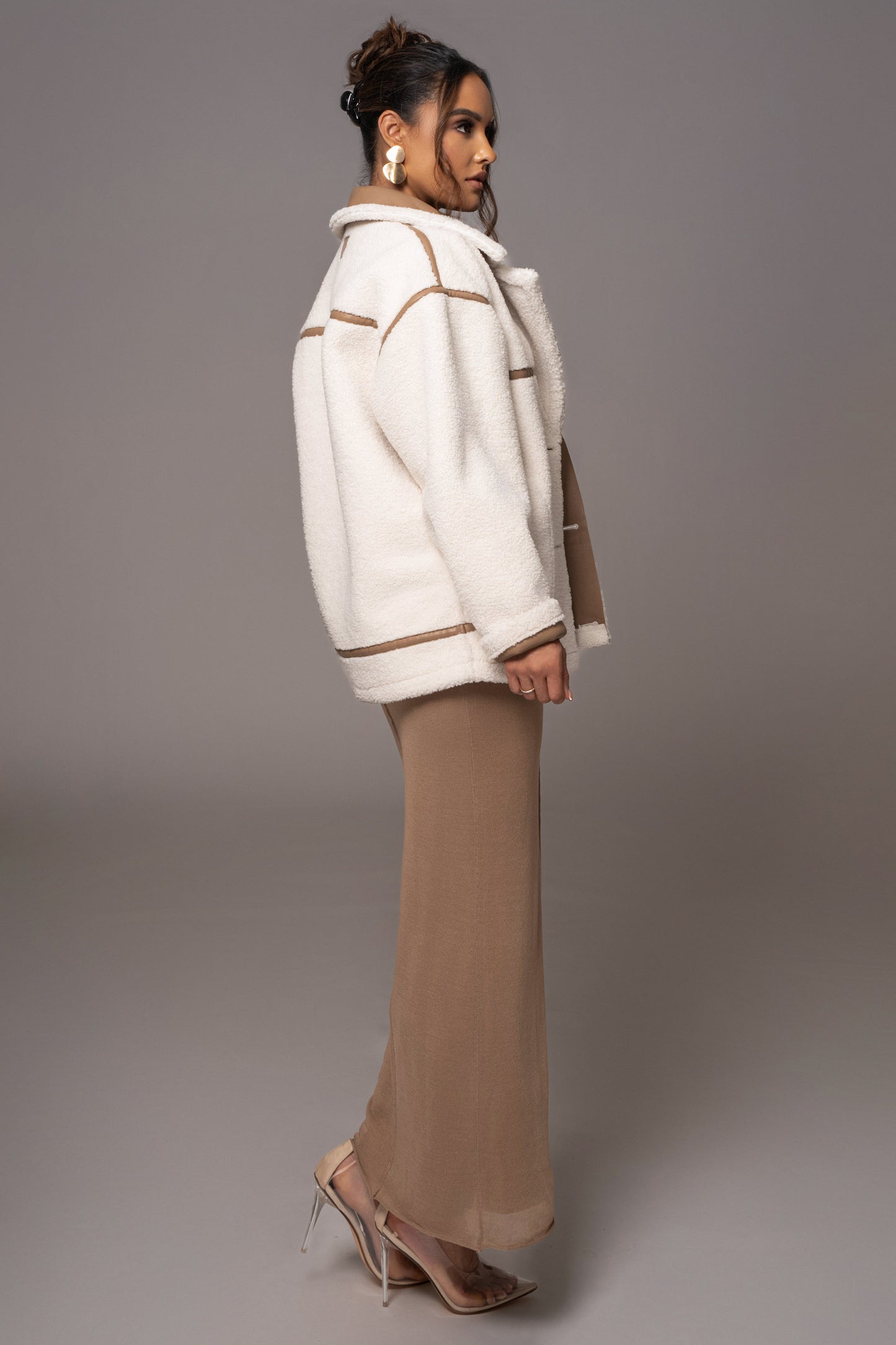 Tan Never Settle Reversible Teddy Jacket JLUXLABEL