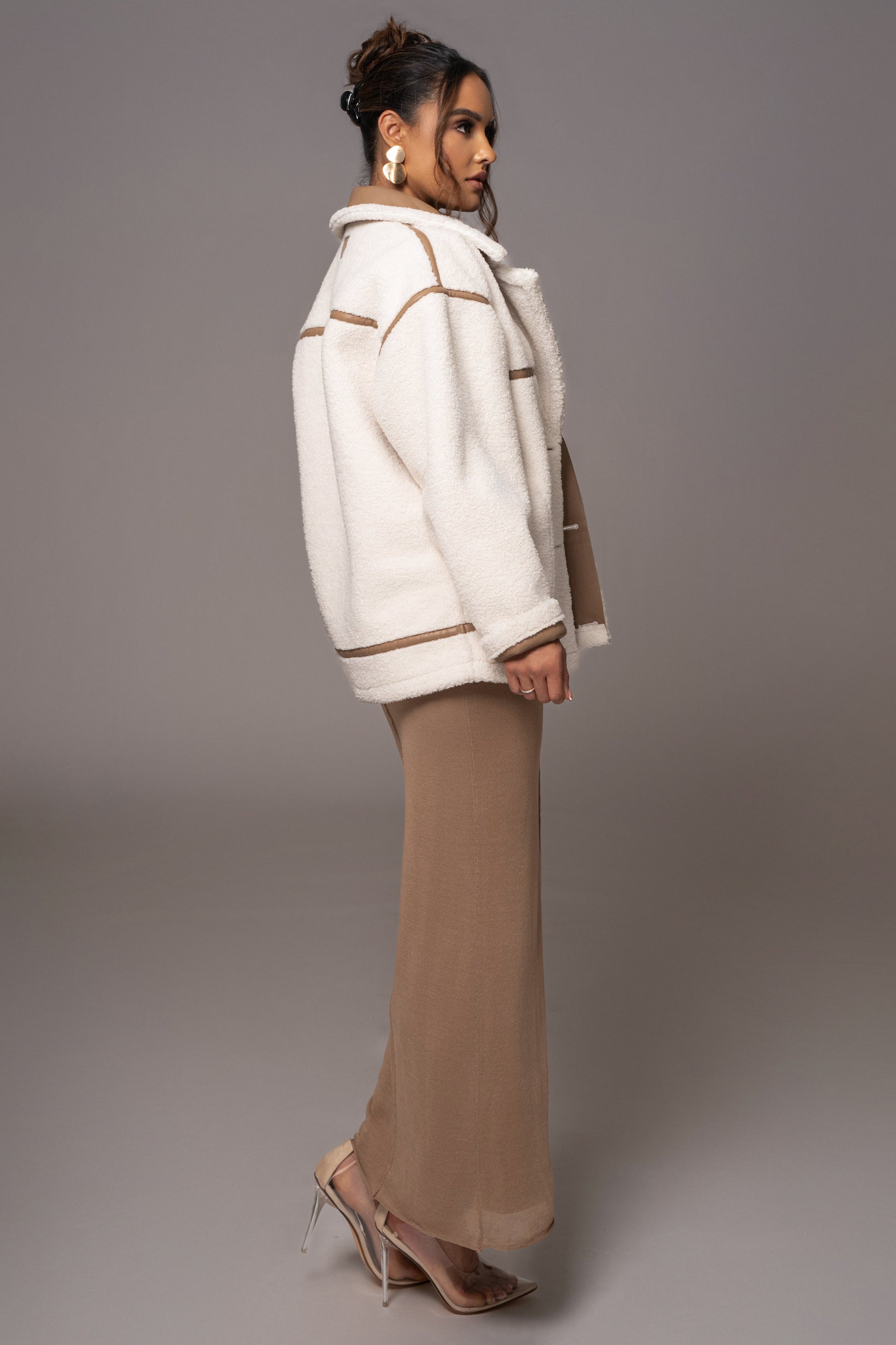 Tan Never Settle Reversible Teddy Jacket JLUXLABEL