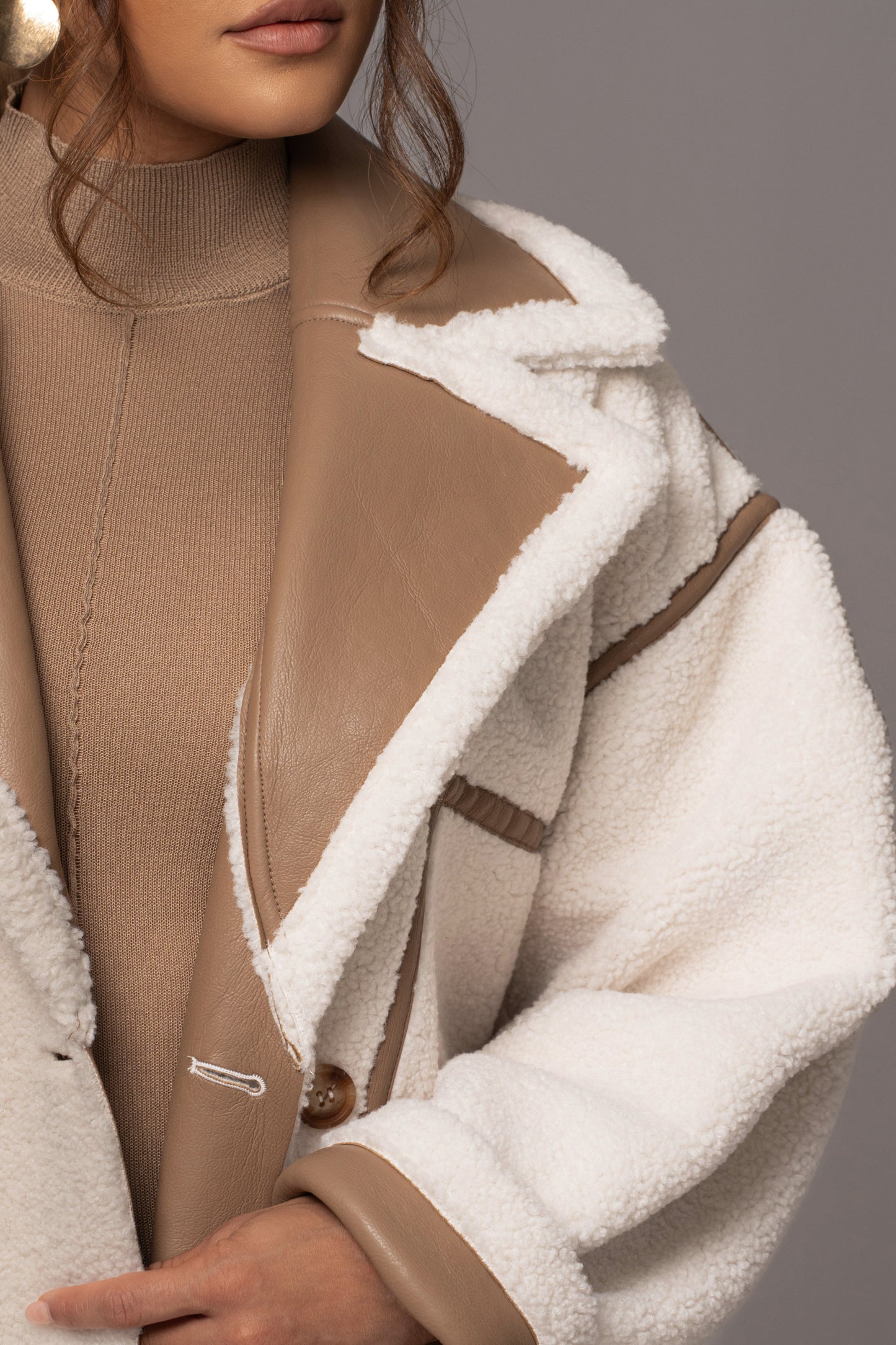 Tan Never Settle Reversible Teddy Jacket JLUXLABEL
