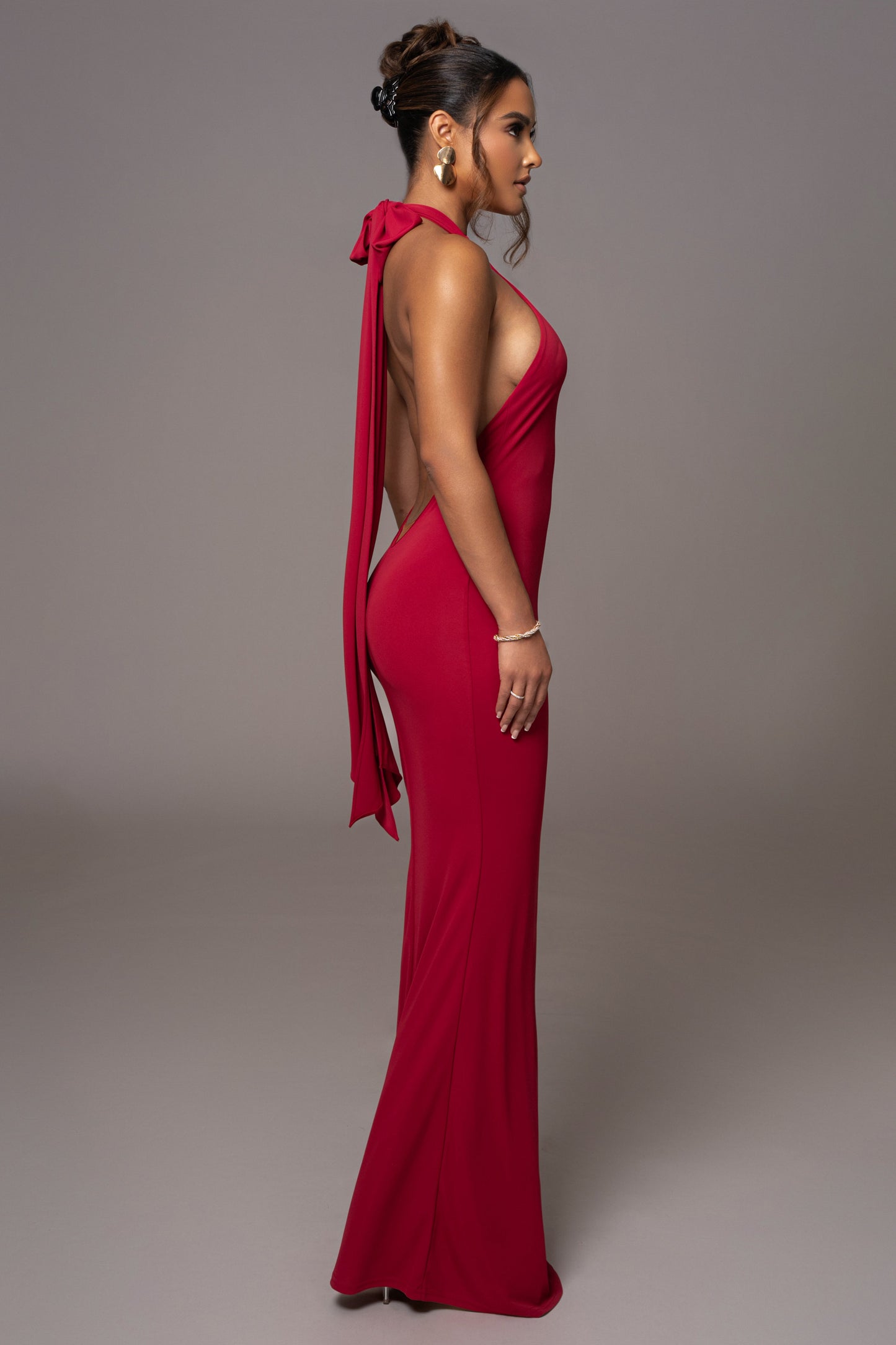 Red Golden Evening Maxi Gown JLUXLABEL