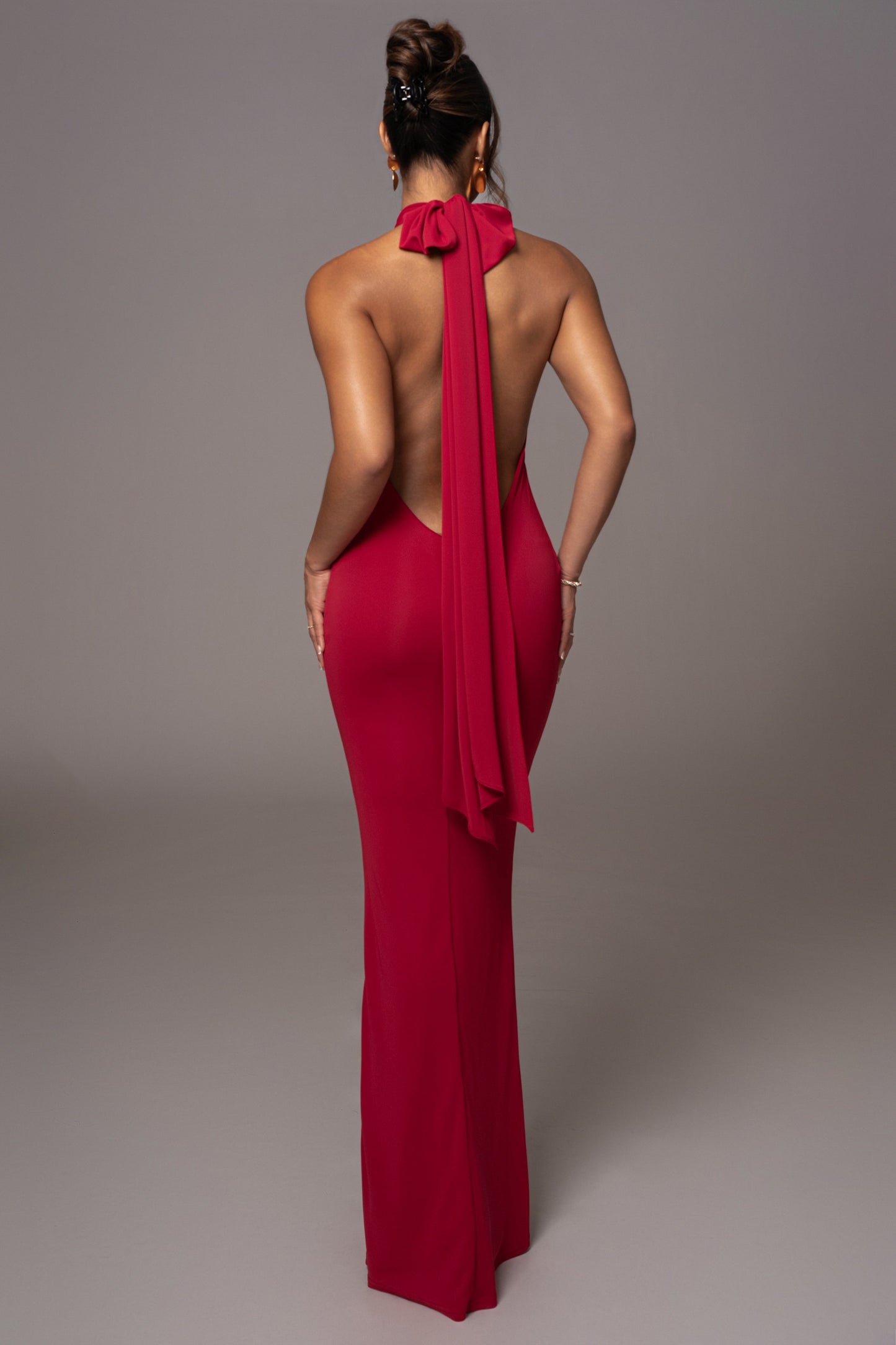 Red Golden Evening Maxi Gown JLUXLABEL