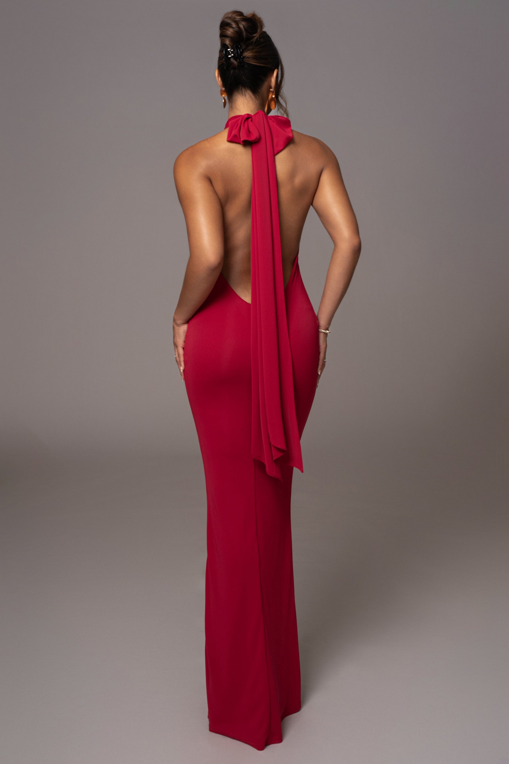 Red Golden Evening Maxi Gown JLUXLABEL