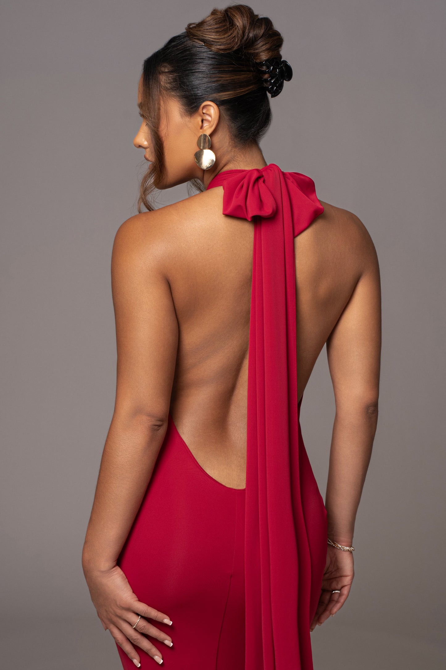 Red Golden Evening Maxi Gown JLUXLABEL