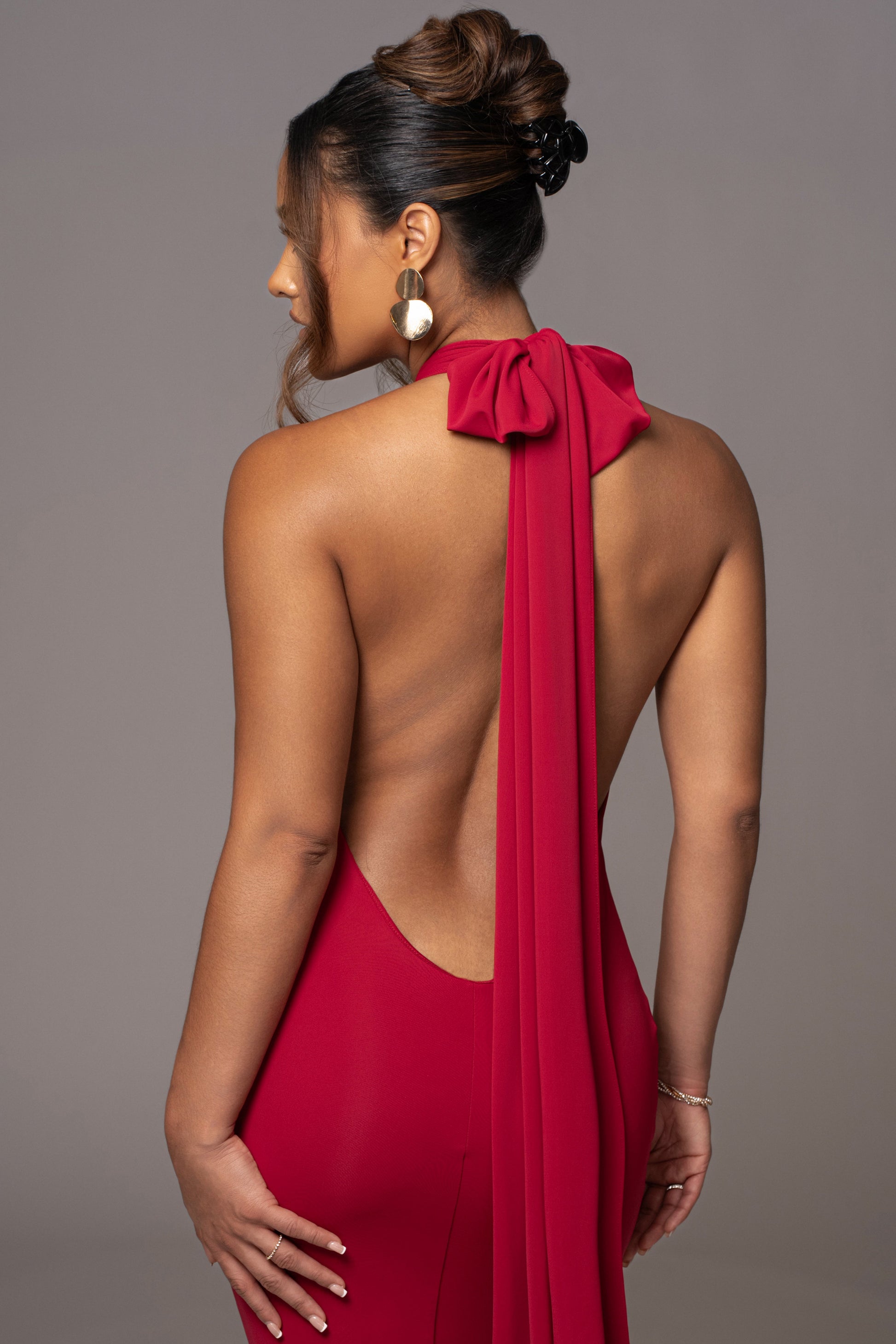 Red Golden Evening Maxi Gown JLUXLABEL