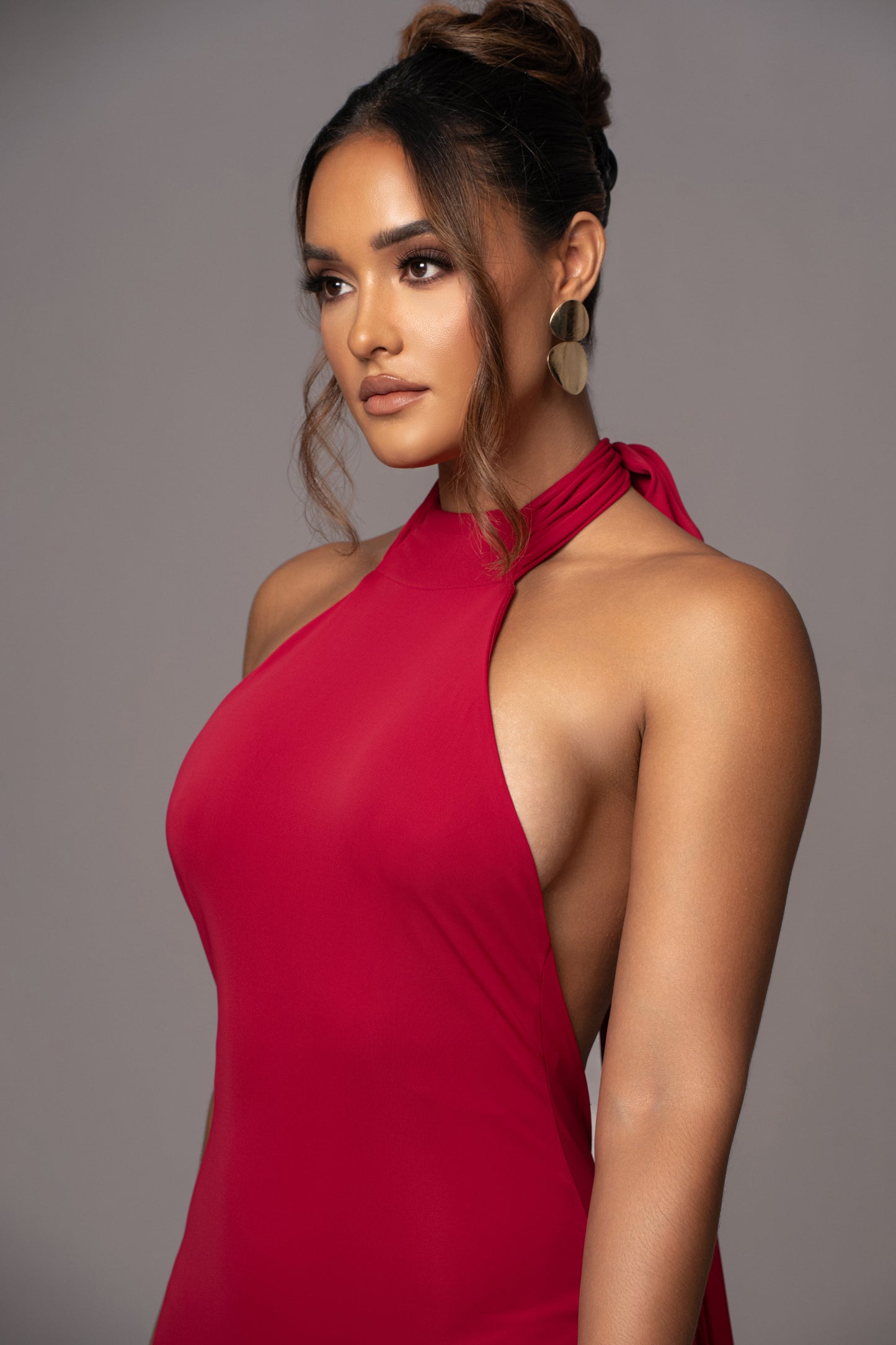 Red Golden Evening Maxi Gown JLUXLABEL