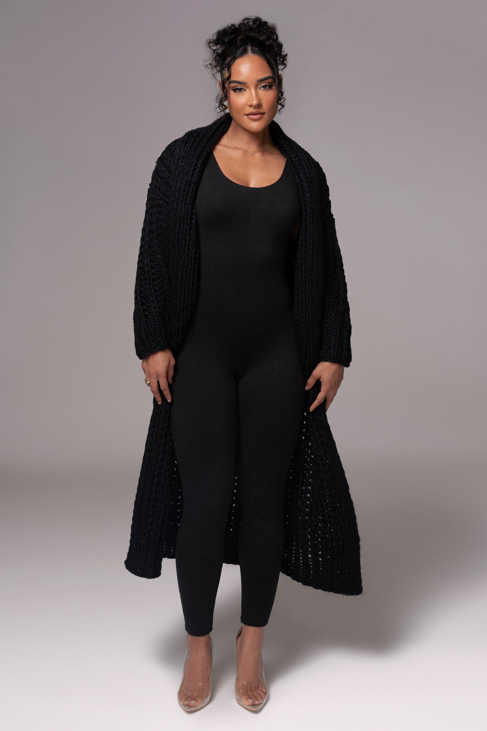 Black Hold Me Close Shawl Collar Cardigan JLUXLABEL