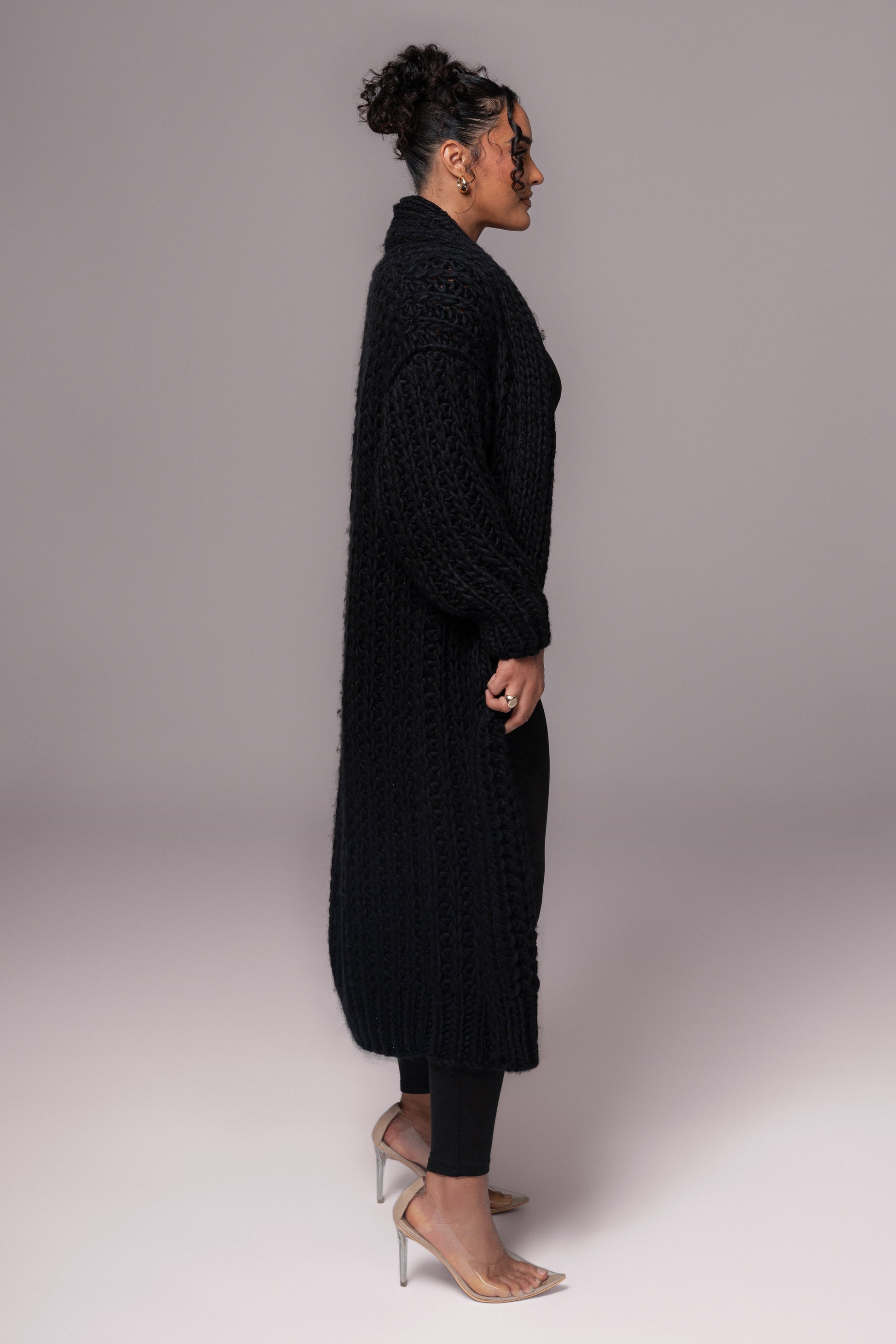 Black Hold Me Close Shawl Collar Cardigan JLUXLABEL